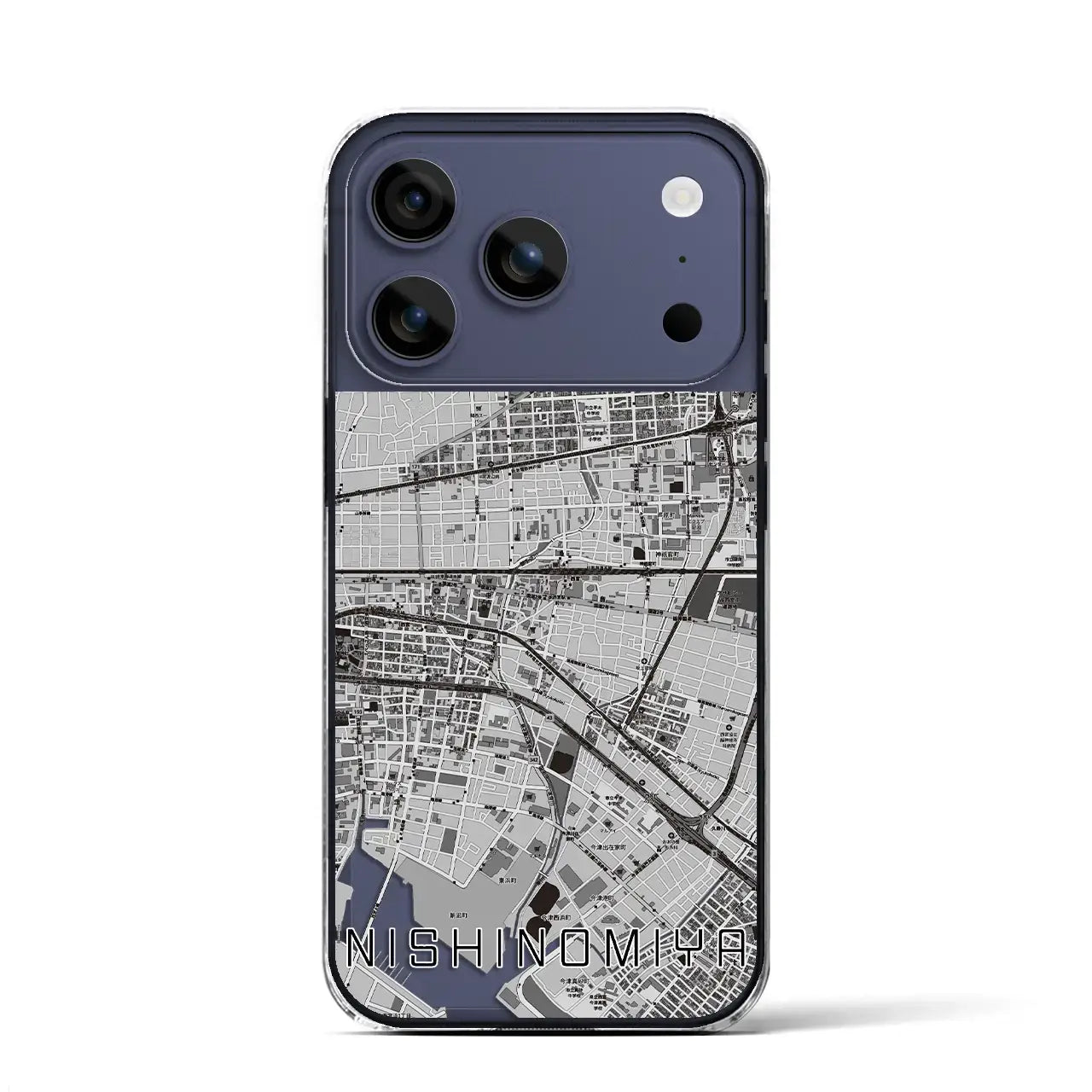 【西宮(兵庫県)】地図柄iPhoneケース(クリアタイプ)