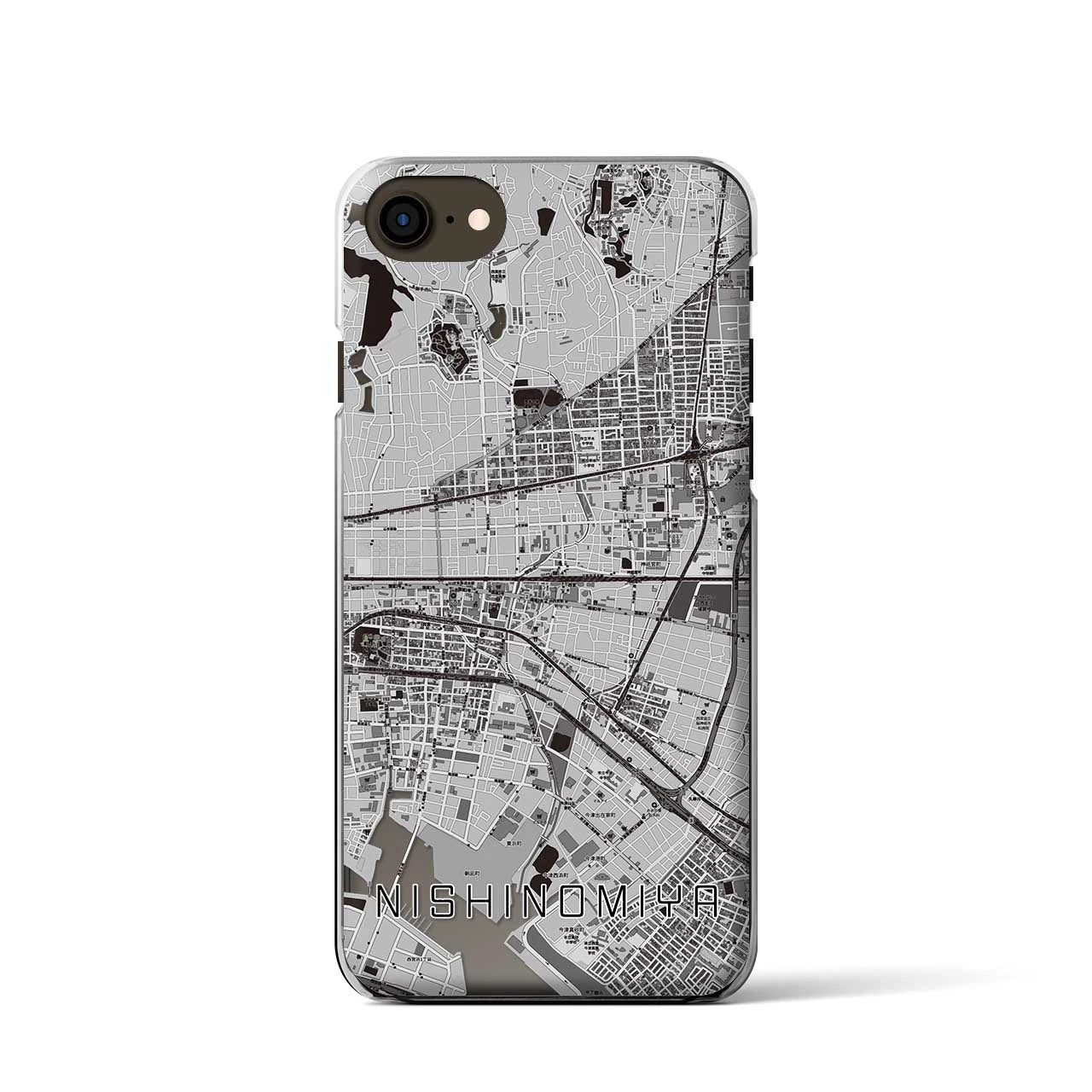 【西宮(兵庫県)】地図柄iPhoneケース(クリアタイプ)