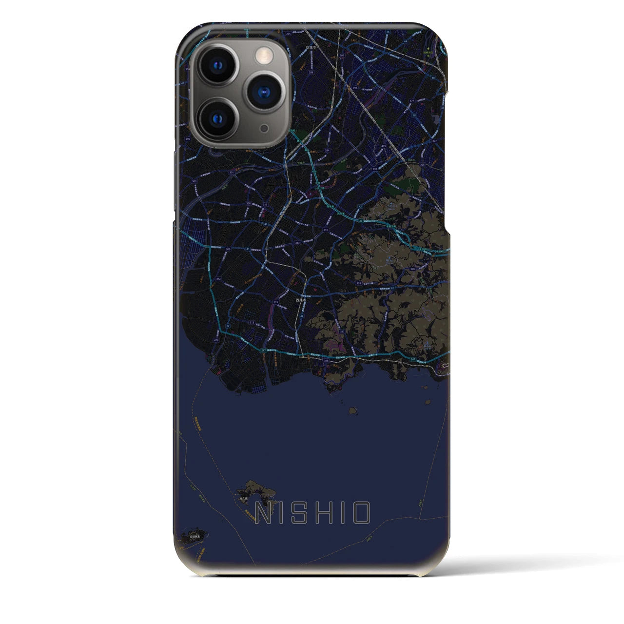 【西尾2(愛知県)】地図柄iPhoneケース(バックカバータイプ)