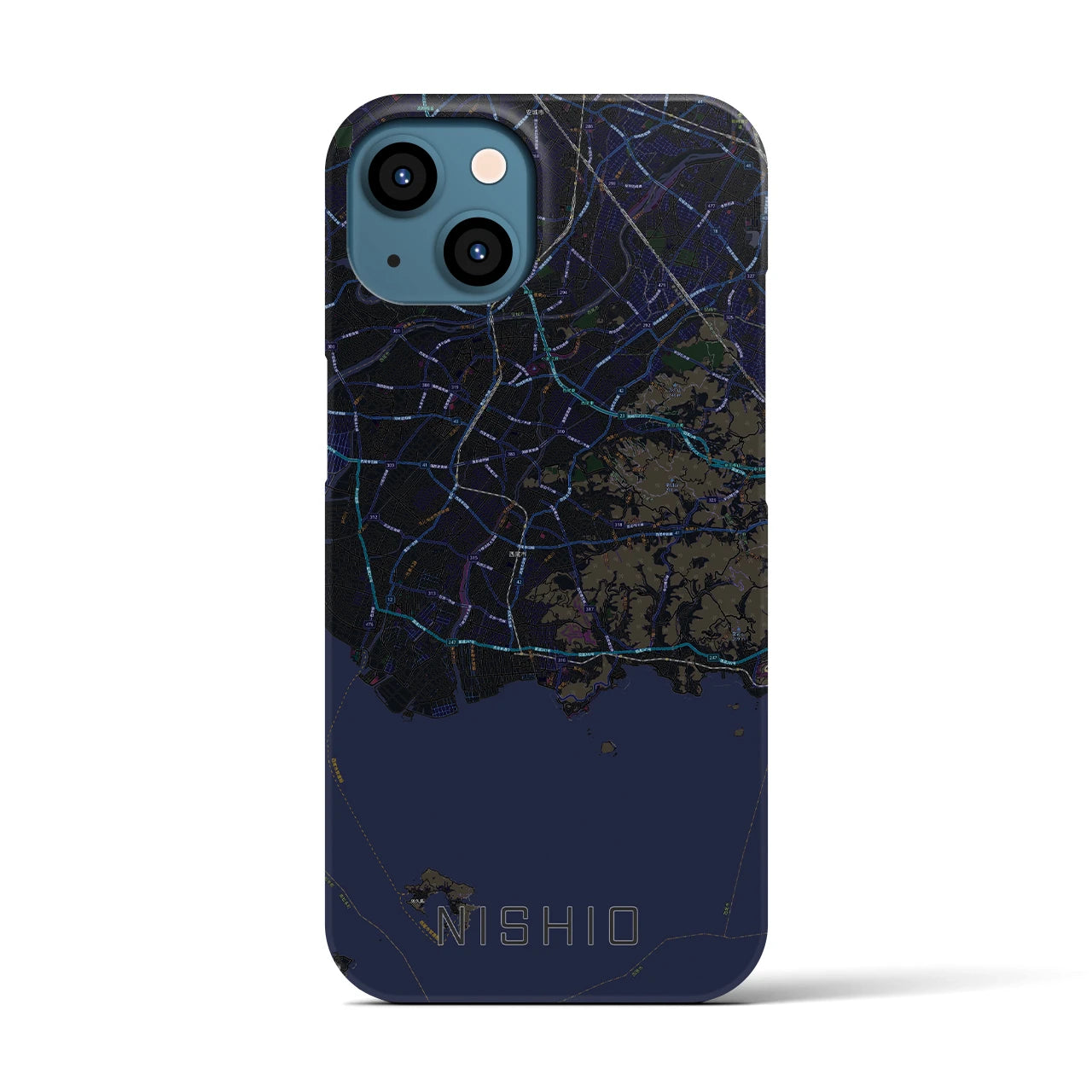 【西尾2(愛知県)】地図柄iPhoneケース(バックカバータイプ)