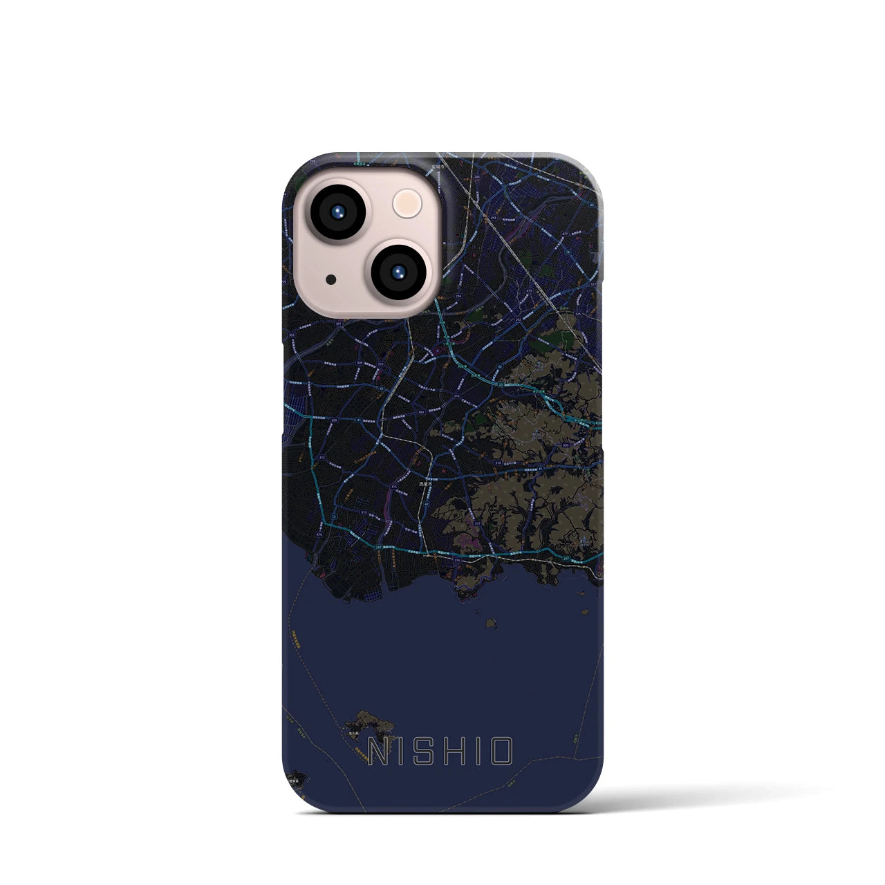 【西尾2(愛知県)】地図柄iPhoneケース(バックカバータイプ)