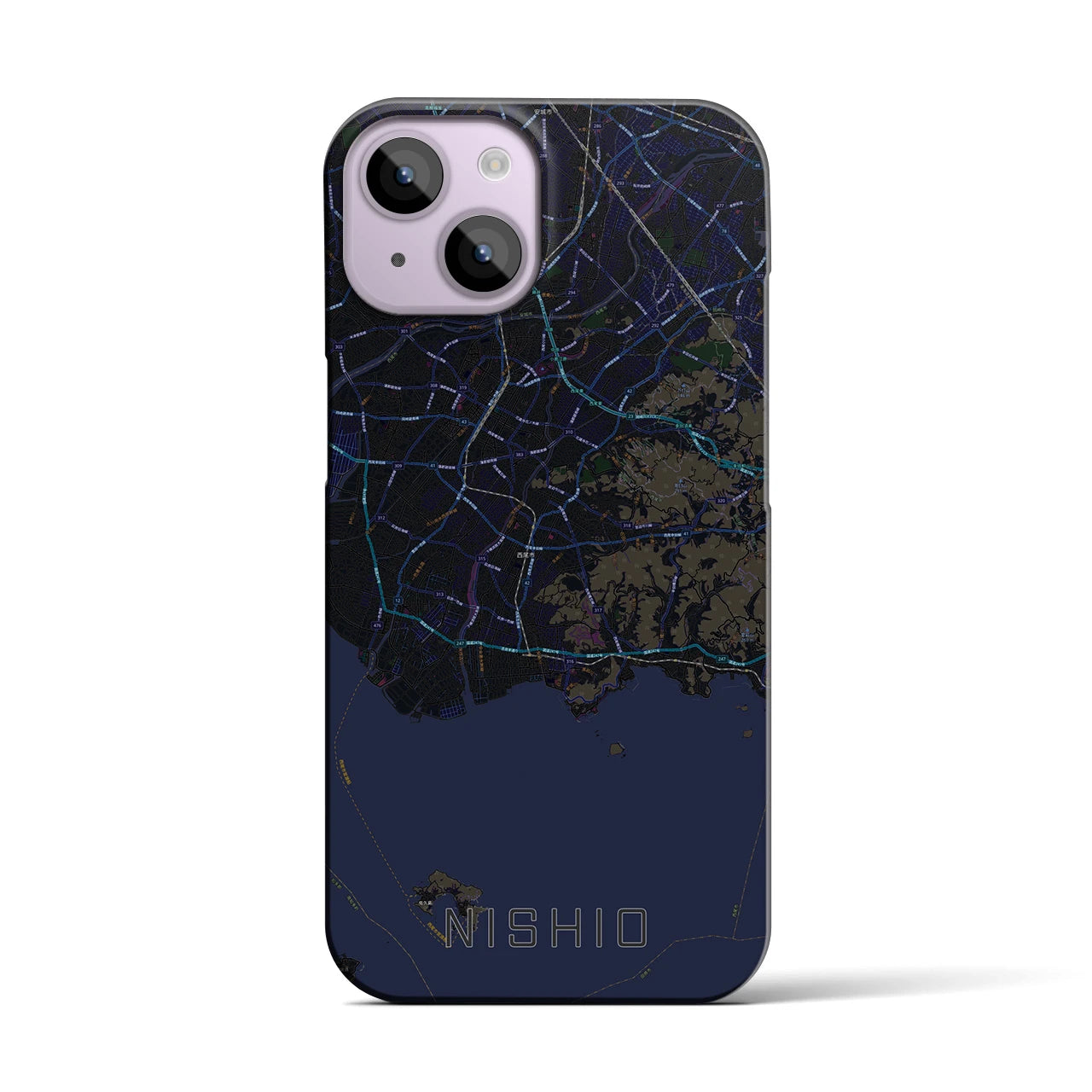 【西尾2(愛知県)】地図柄iPhoneケース(バックカバータイプ)