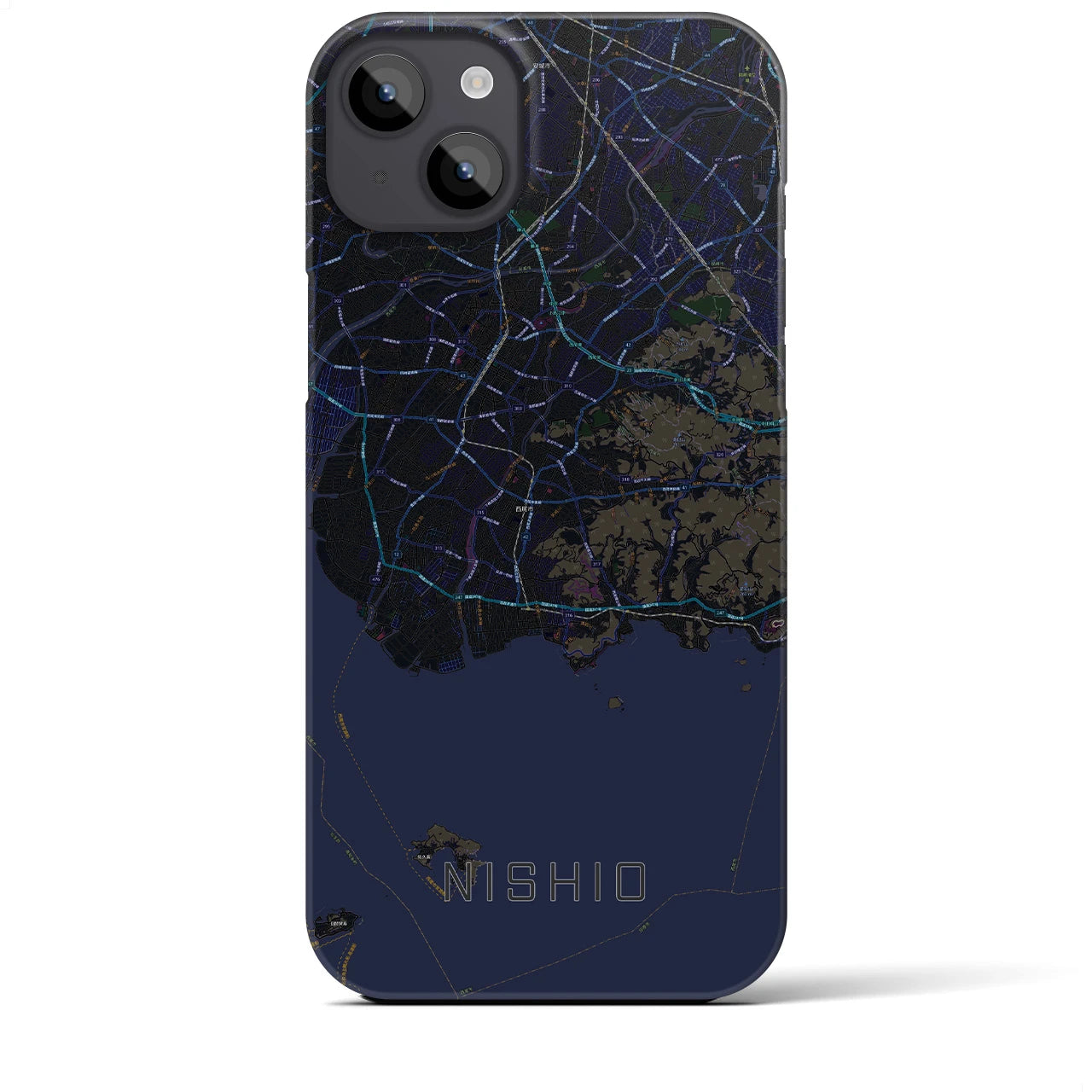 【西尾2(愛知県)】地図柄iPhoneケース(バックカバータイプ)