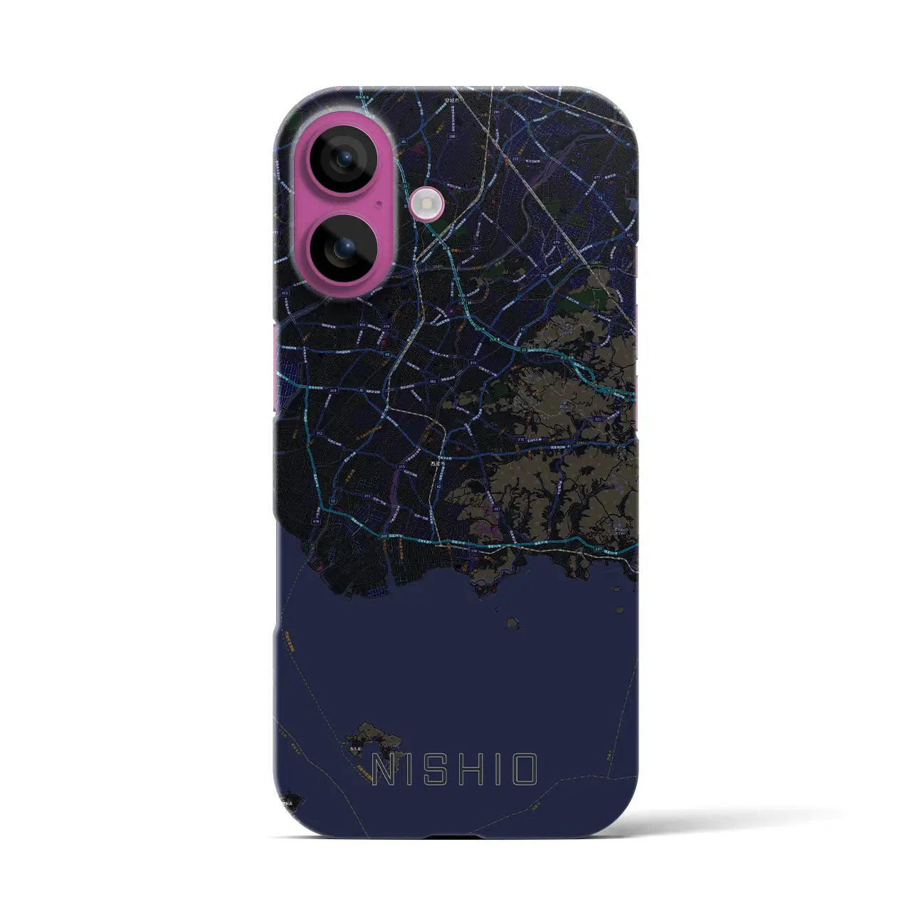 【西尾2(愛知県)】地図柄iPhoneケース(バックカバータイプ)