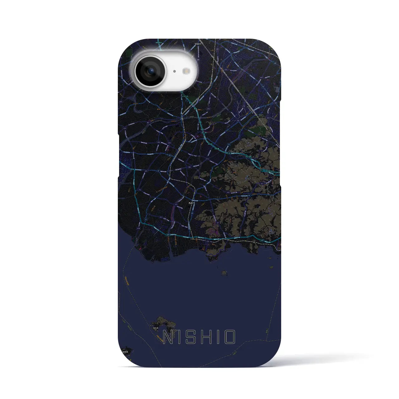 【西尾2(愛知県)】地図柄iPhoneケース(バックカバータイプ)