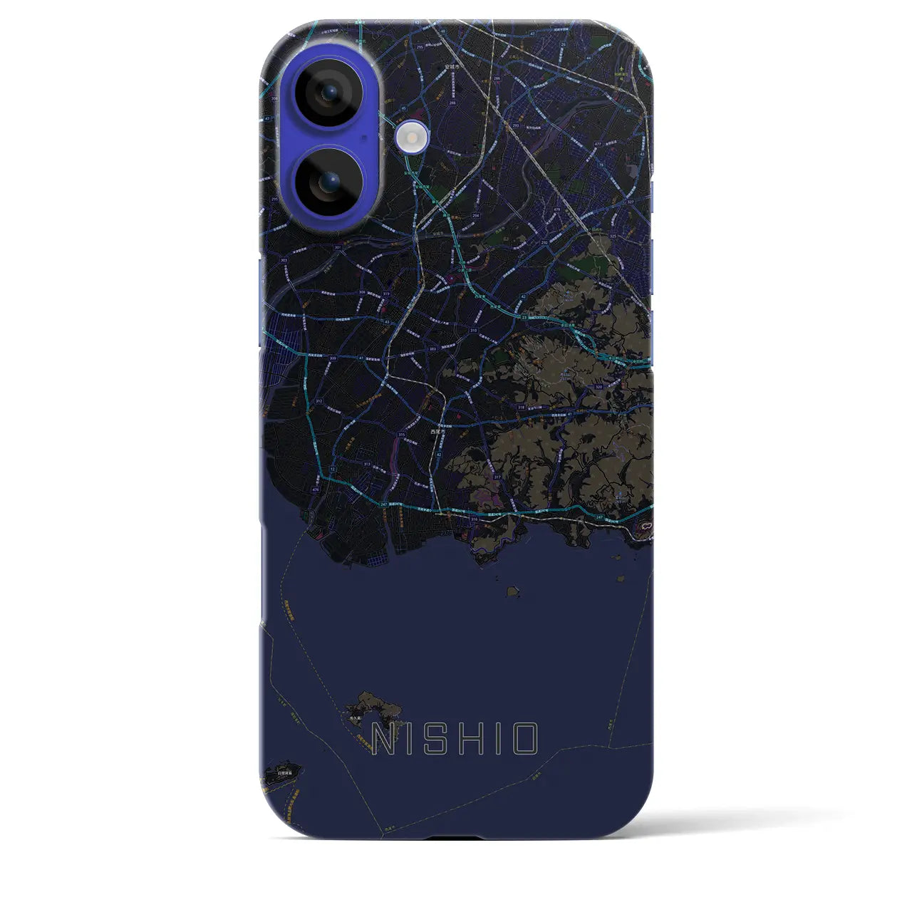 【西尾2(愛知県)】地図柄iPhoneケース(バックカバータイプ)