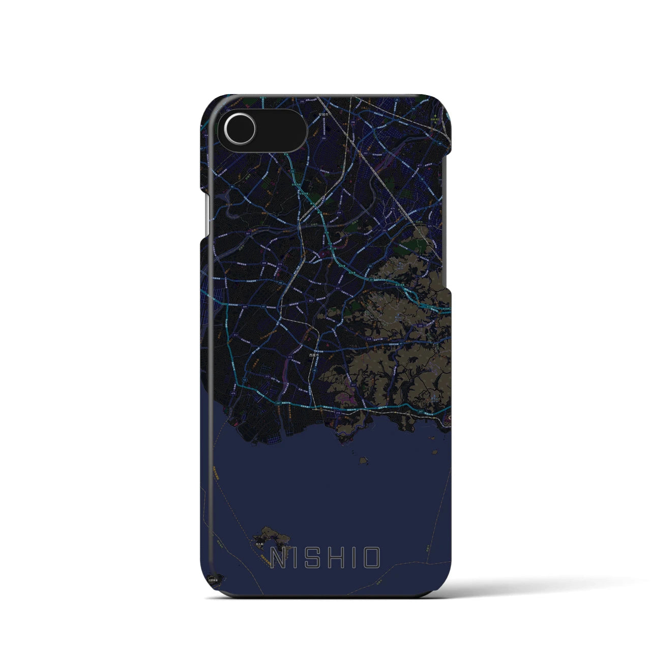 【西尾2(愛知県)】地図柄iPhoneケース(バックカバータイプ)