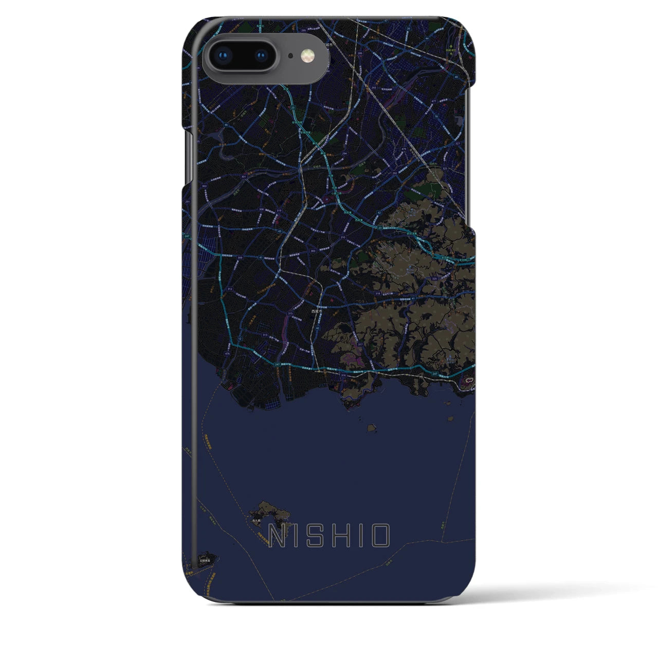 【西尾2(愛知県)】地図柄iPhoneケース(バックカバータイプ)