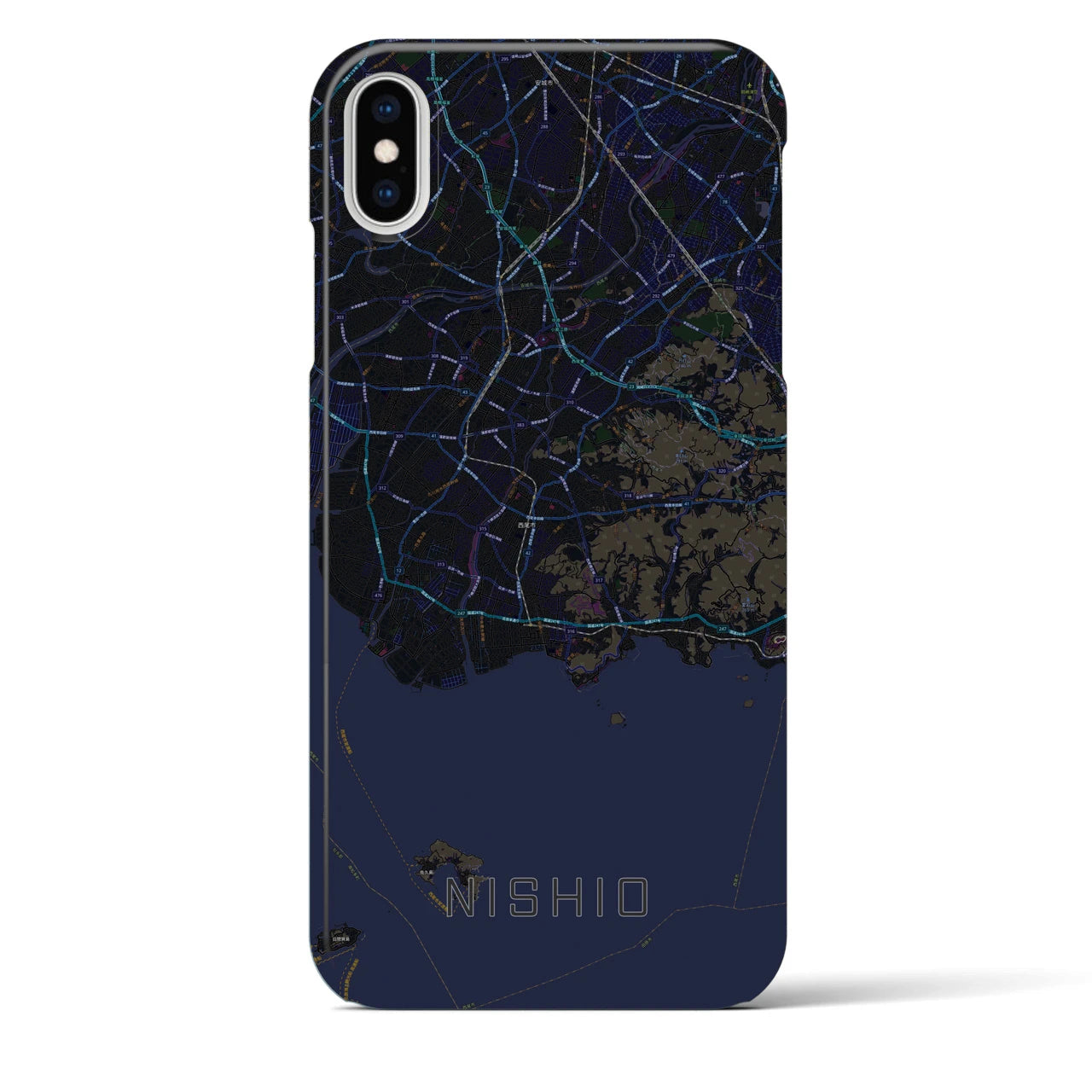 【西尾2(愛知県)】地図柄iPhoneケース(バックカバータイプ)