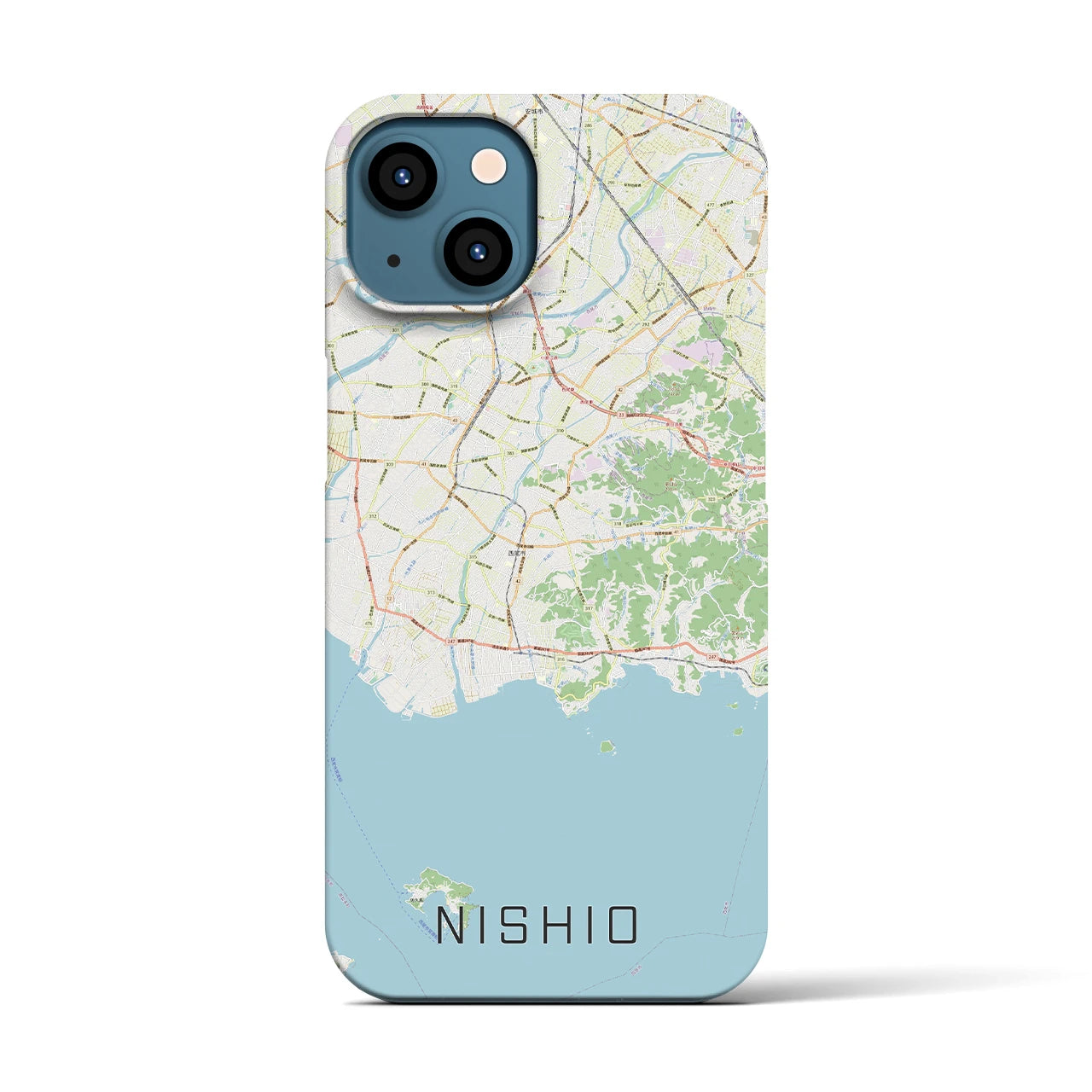 【西尾2(愛知県)】地図柄iPhoneケース(バックカバータイプ)