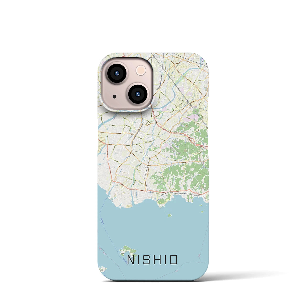 【西尾2(愛知県)】地図柄iPhoneケース(バックカバータイプ)