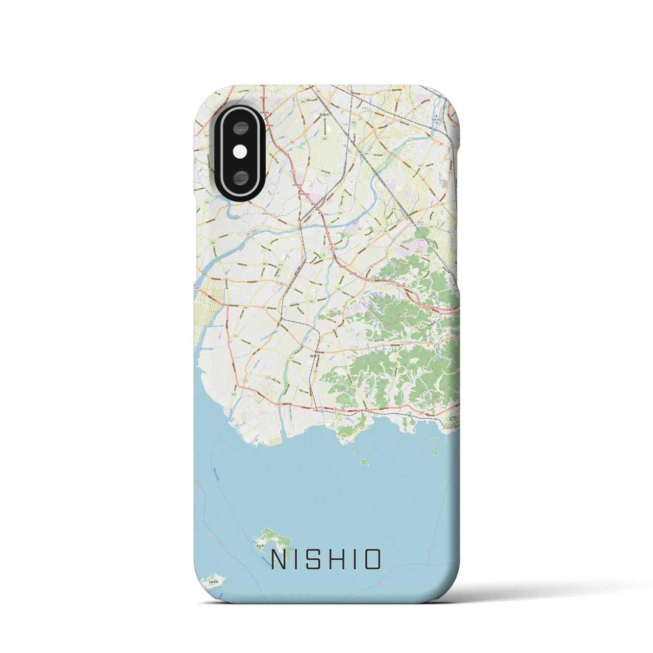 【西尾2(愛知県)】地図柄iPhoneケース(バックカバータイプ)
