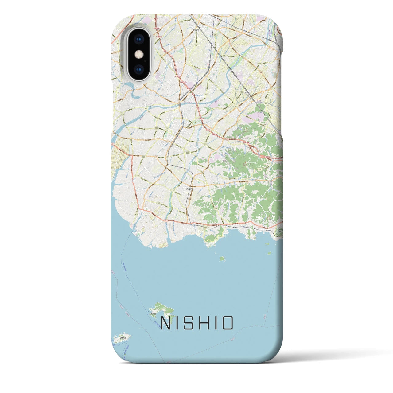 【西尾2(愛知県)】地図柄iPhoneケース(バックカバータイプ)
