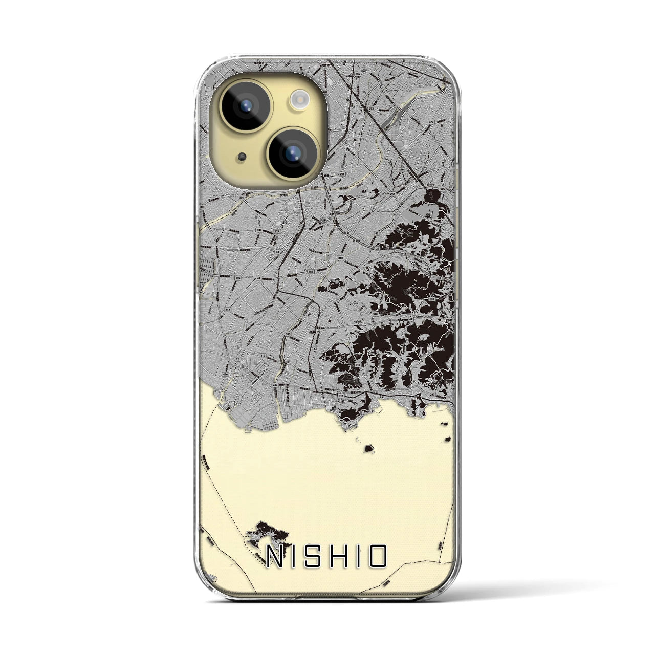 【西尾2(愛知県)】地図柄iPhoneケース(クリアタイプ)