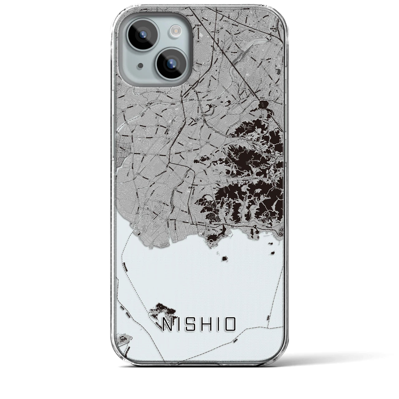 【西尾2(愛知県)】地図柄iPhoneケース(クリアタイプ)