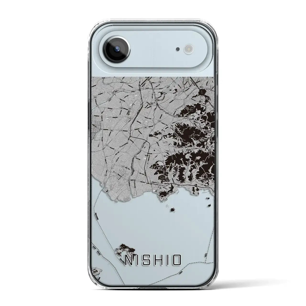 【西尾2(愛知県)】地図柄iPhoneケース(クリアタイプ)モノトーン・iPhone 17 Pro Max 用