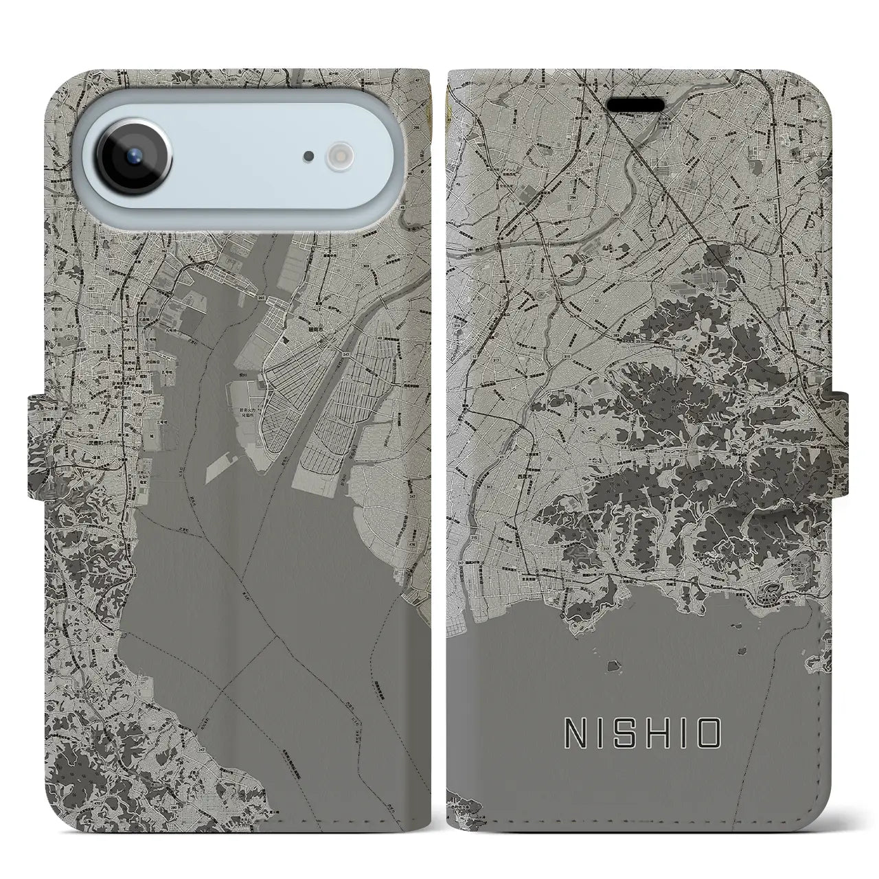 【西尾2(愛知県)】地図柄iPhoneケース(手帳タイプ)