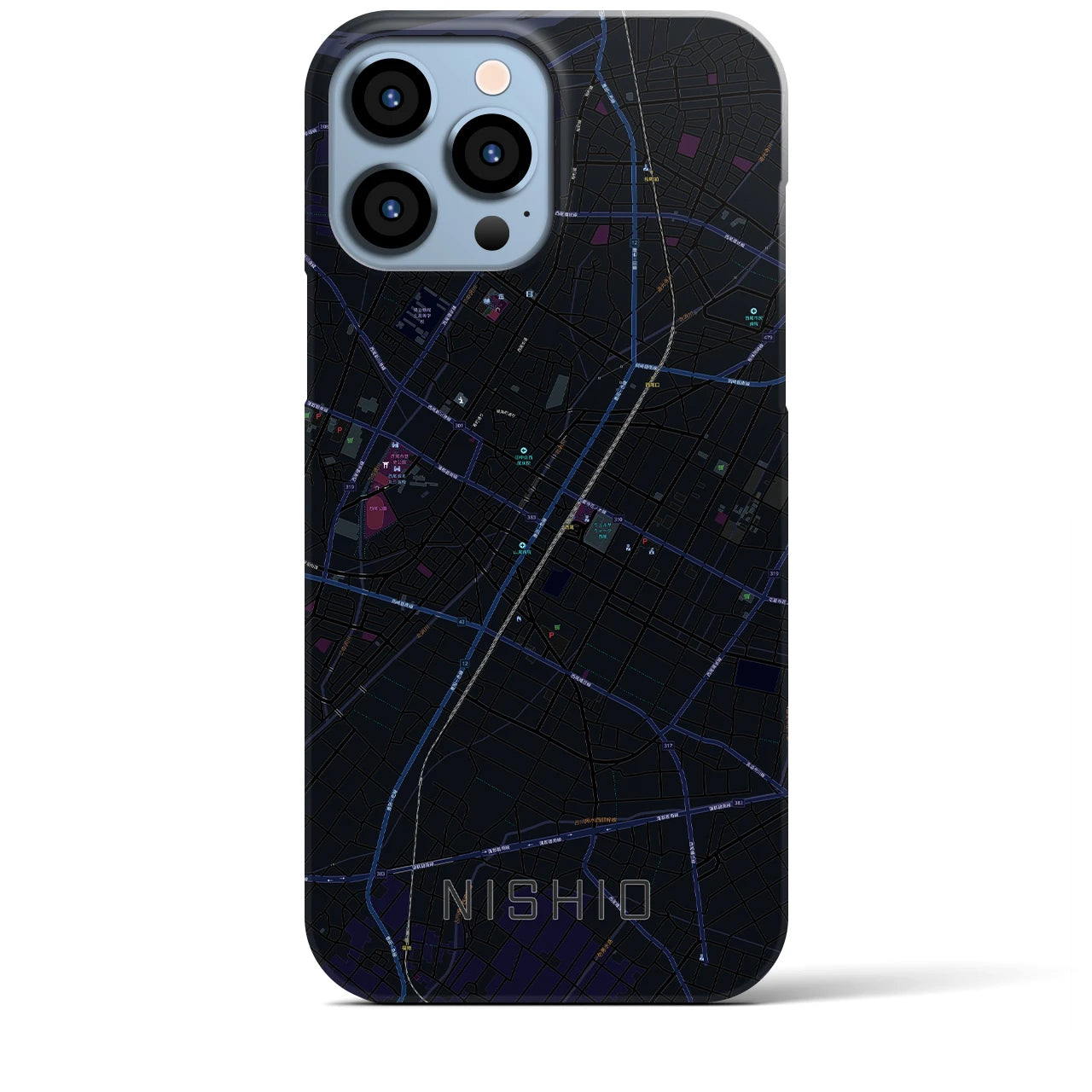 【西尾(愛知県)】地図柄iPhoneケース(バックカバータイプ)