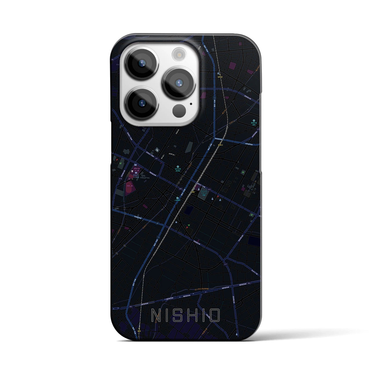 【西尾(愛知県)】地図柄iPhoneケース(バックカバータイプ)