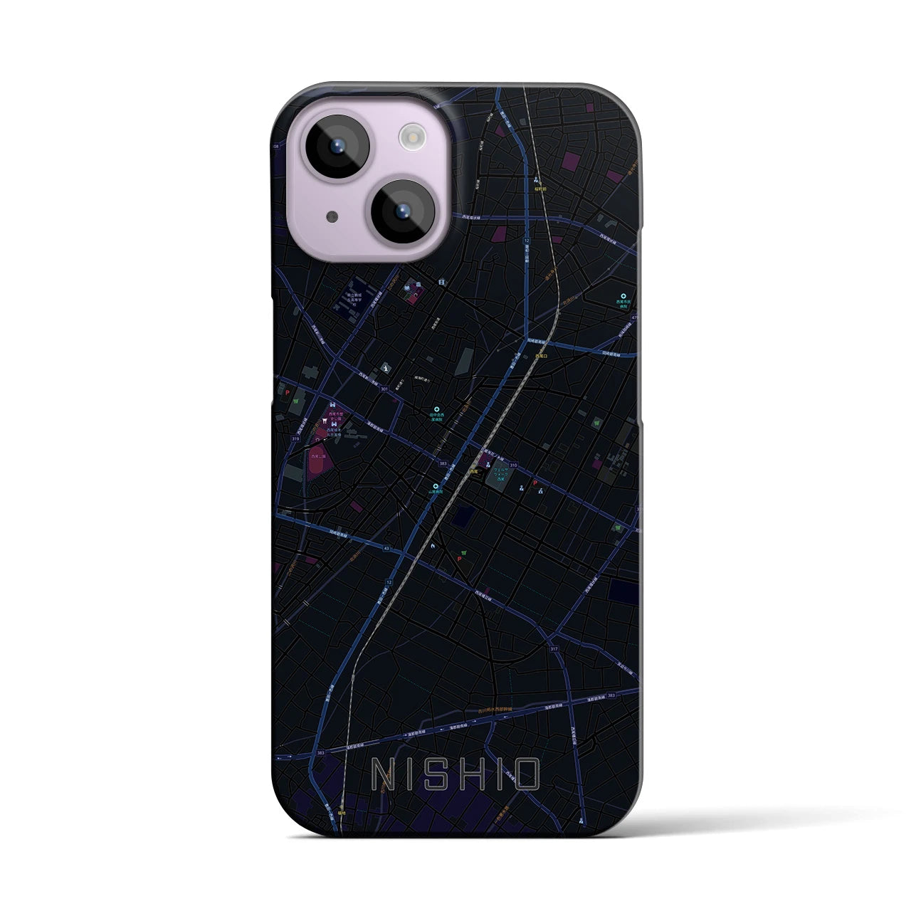 【西尾(愛知県)】地図柄iPhoneケース(バックカバータイプ)