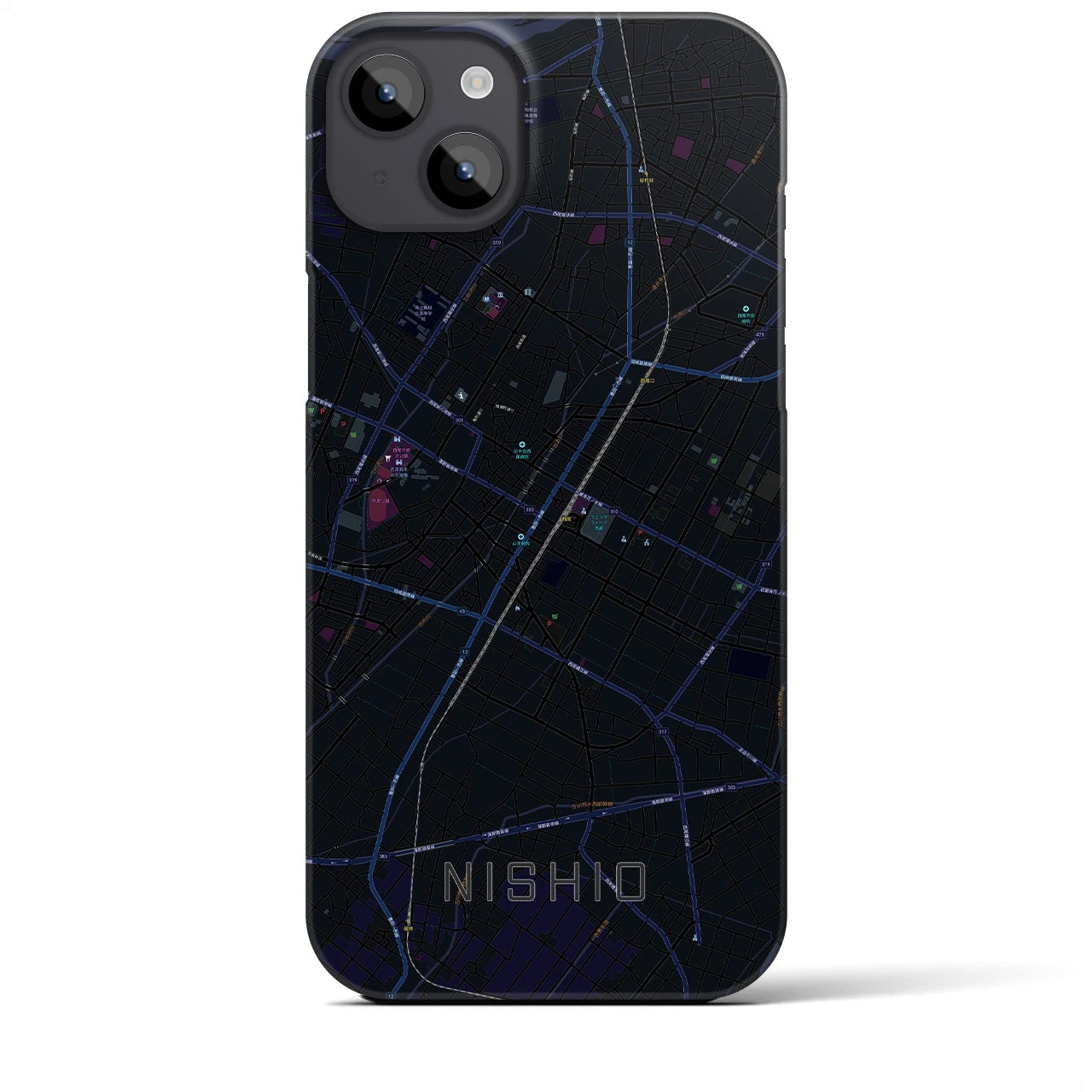 【西尾(愛知県)】地図柄iPhoneケース(バックカバータイプ)