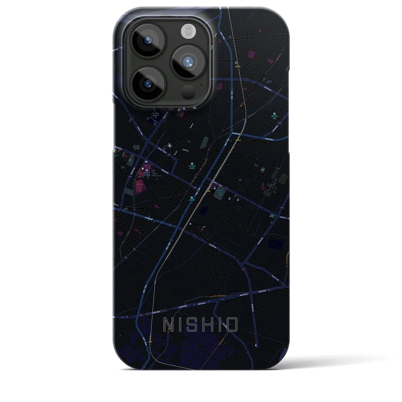 【西尾(愛知県)】地図柄iPhoneケース(バックカバータイプ)
