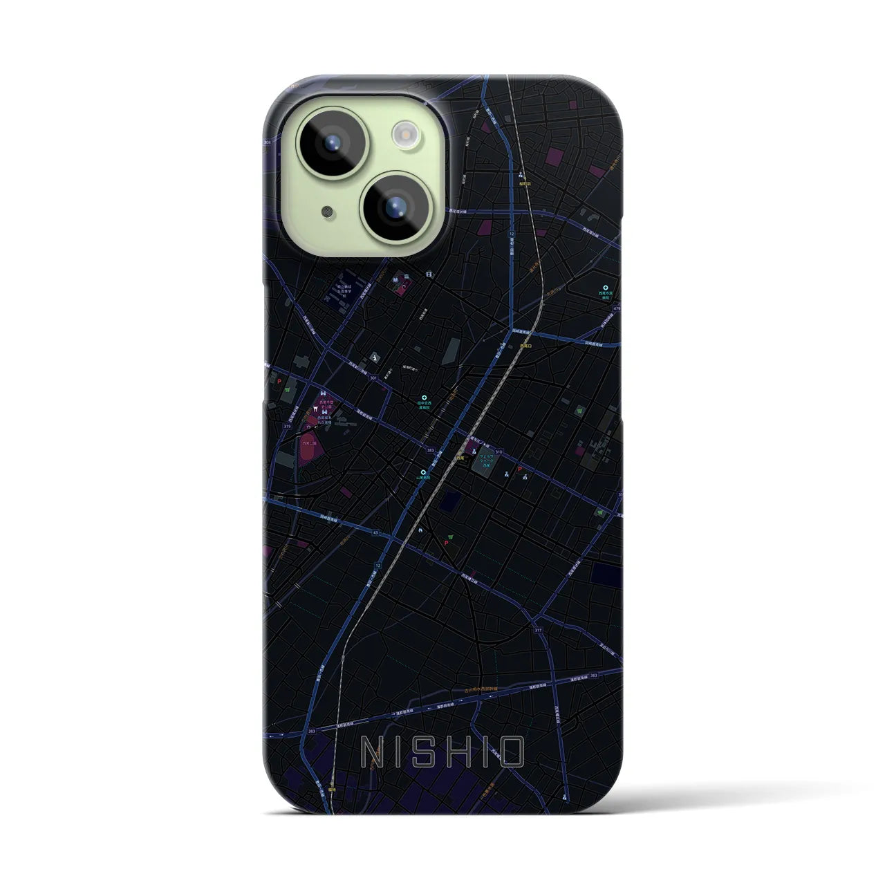 【西尾(愛知県)】地図柄iPhoneケース(バックカバータイプ)