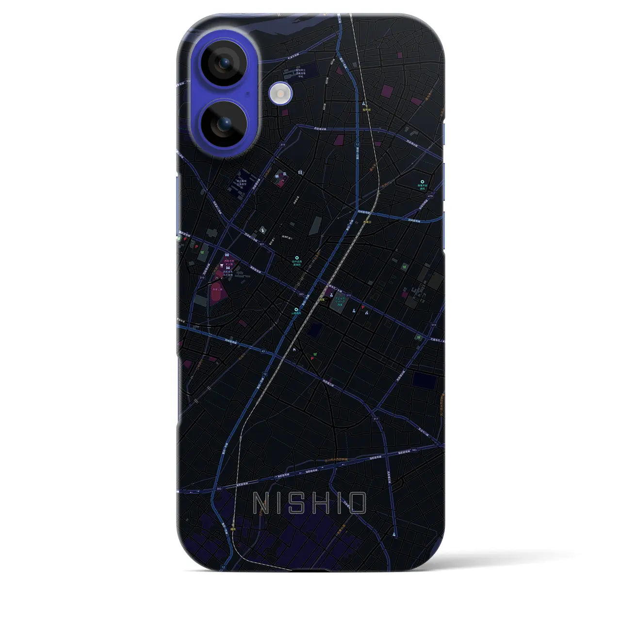【西尾(愛知県)】地図柄iPhoneケース(バックカバータイプ)