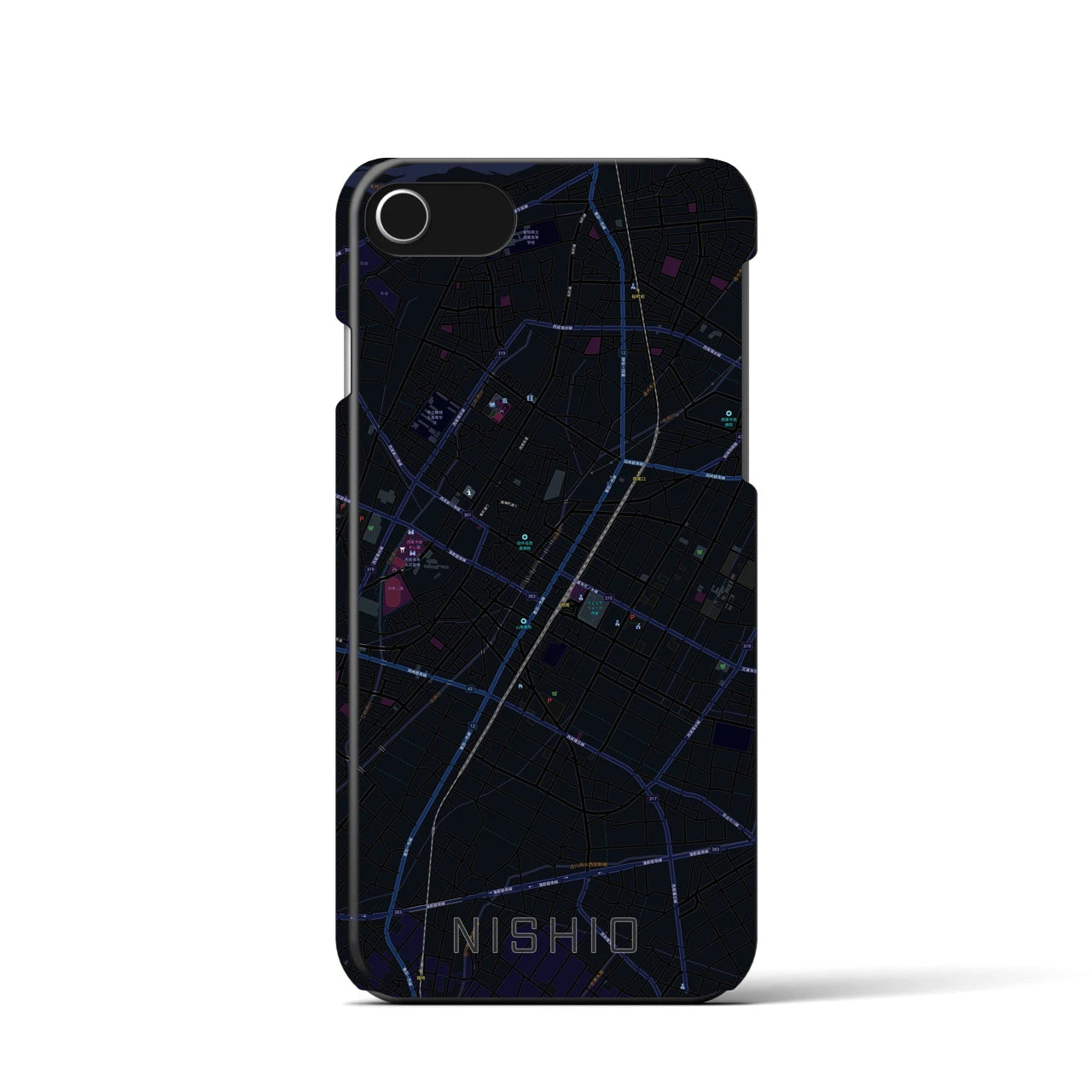【西尾(愛知県)】地図柄iPhoneケース(バックカバータイプ)