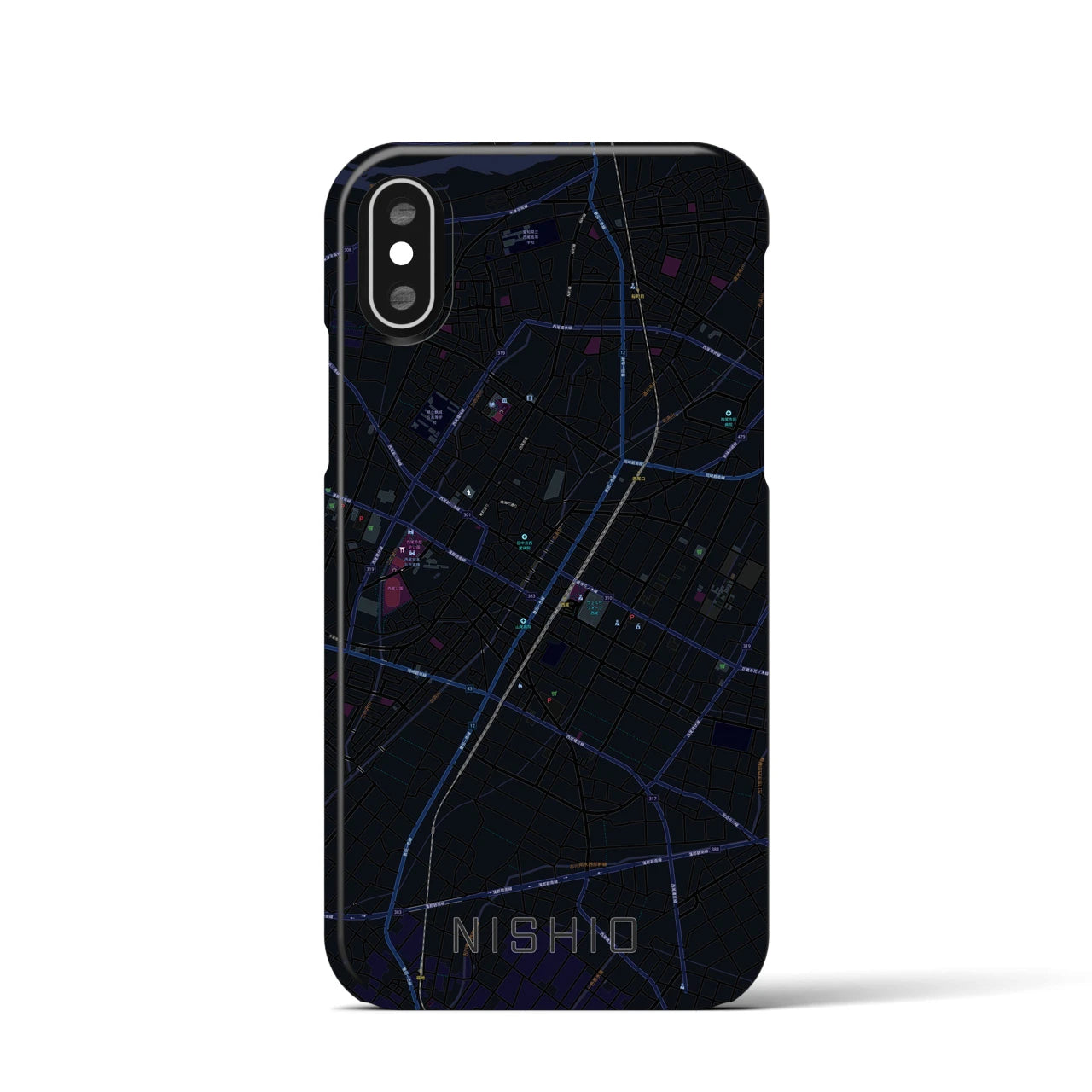 【西尾(愛知県)】地図柄iPhoneケース(バックカバータイプ)