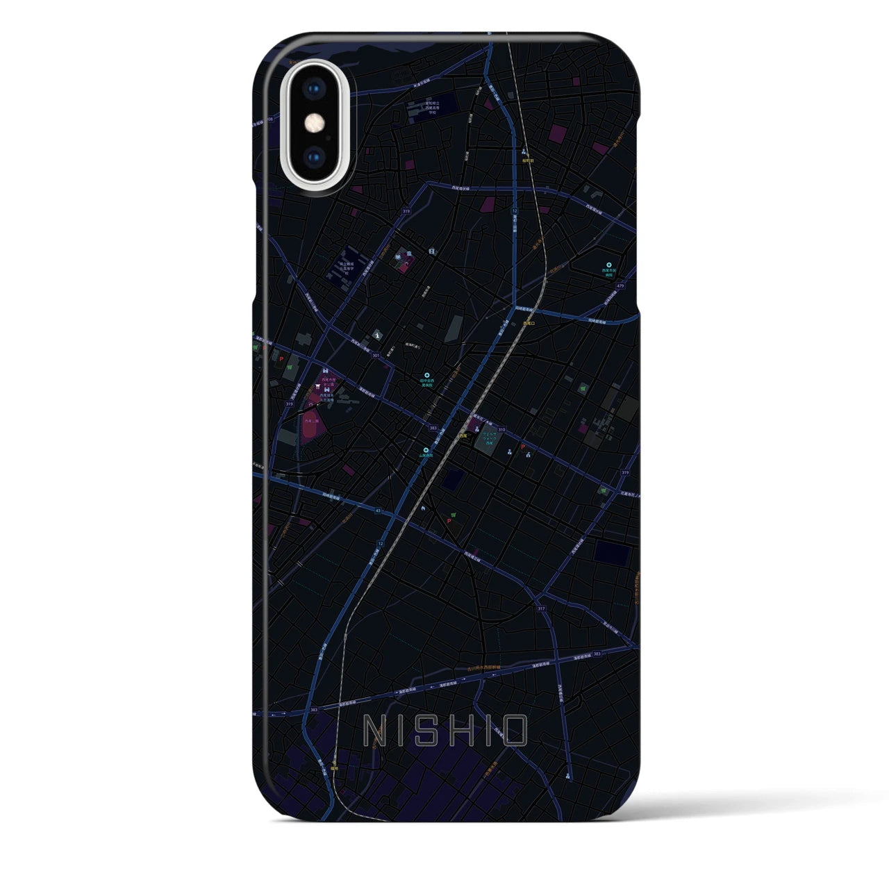 【西尾(愛知県)】地図柄iPhoneケース(バックカバータイプ)