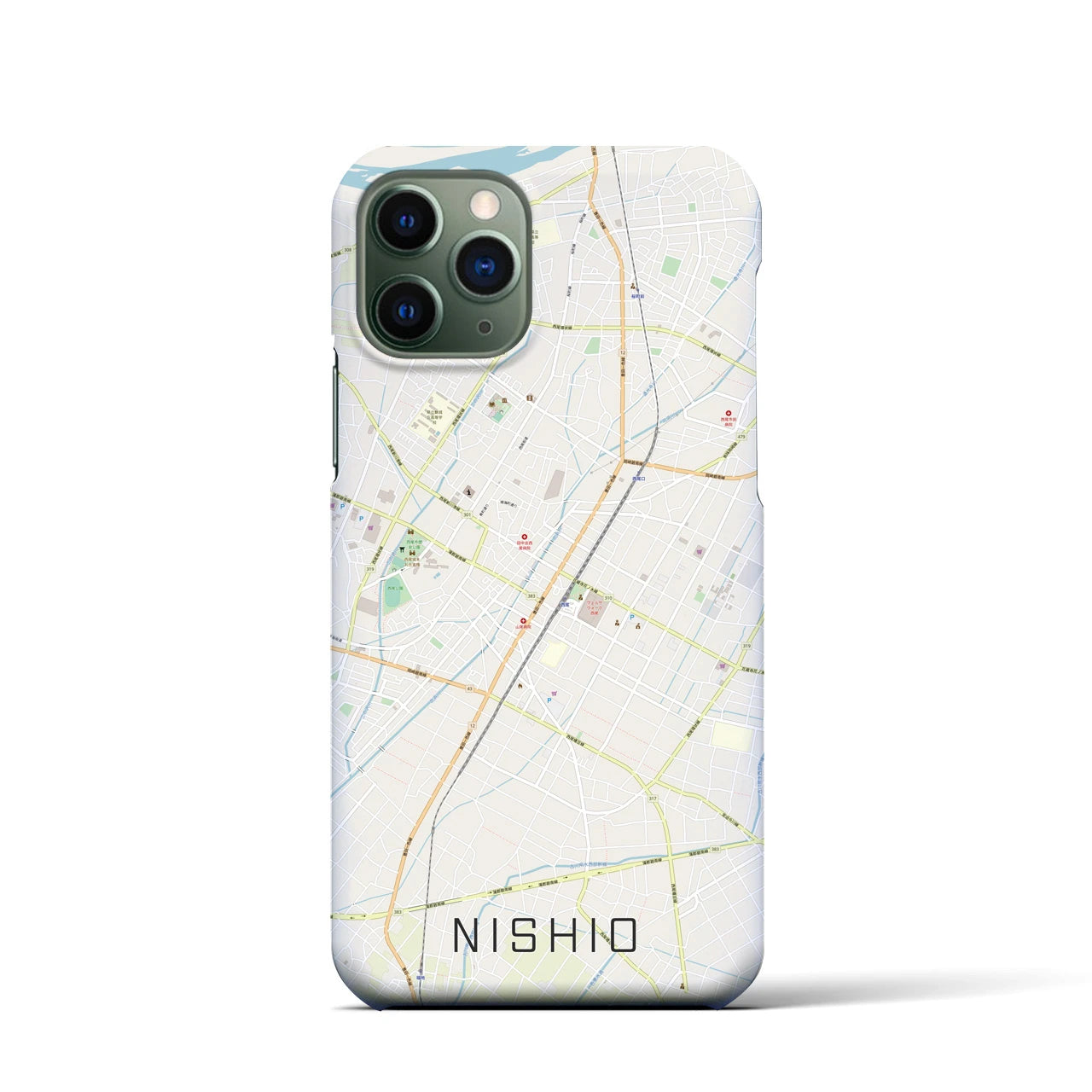 【西尾(愛知県)】地図柄iPhoneケース(バックカバータイプ)