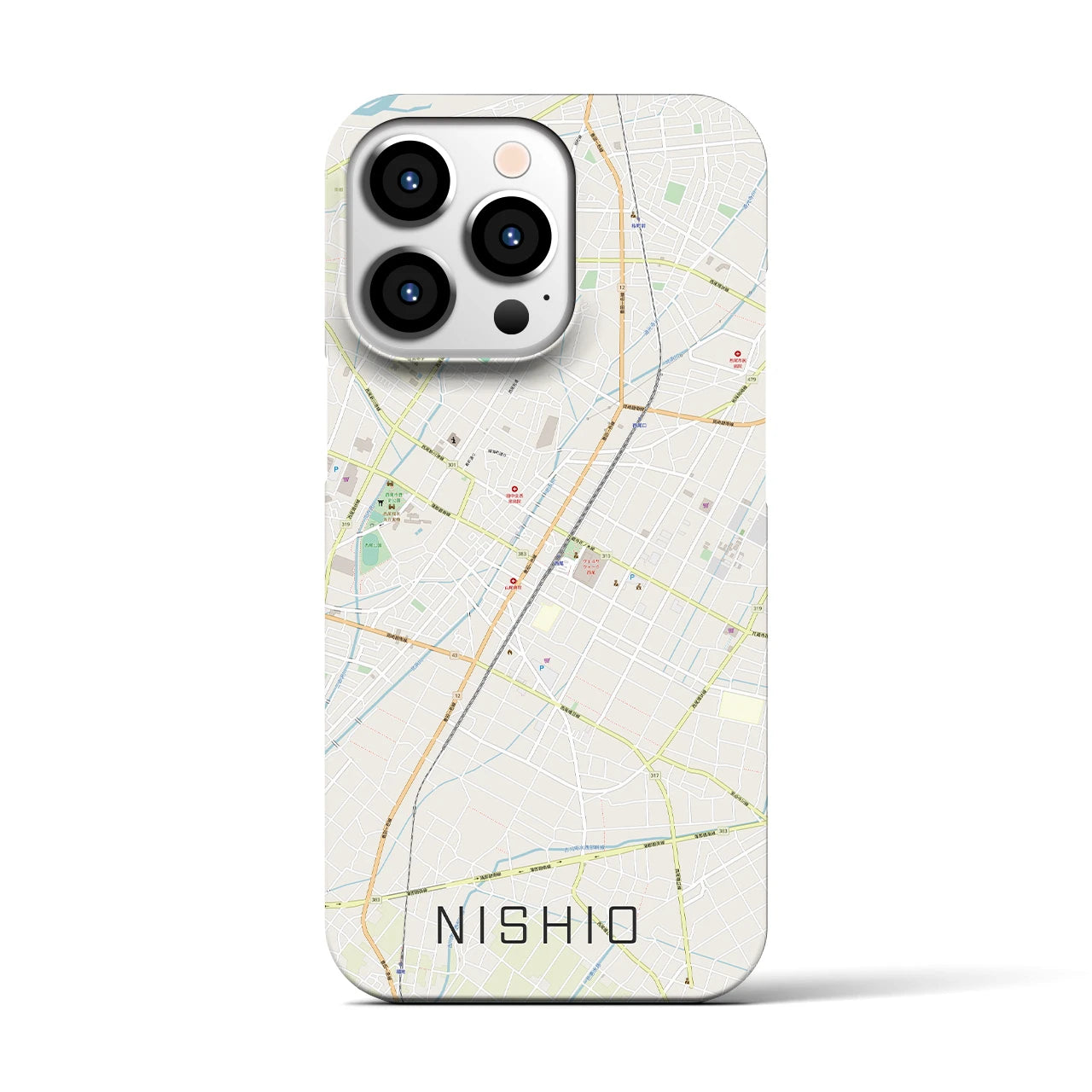 【西尾(愛知県)】地図柄iPhoneケース(バックカバータイプ)