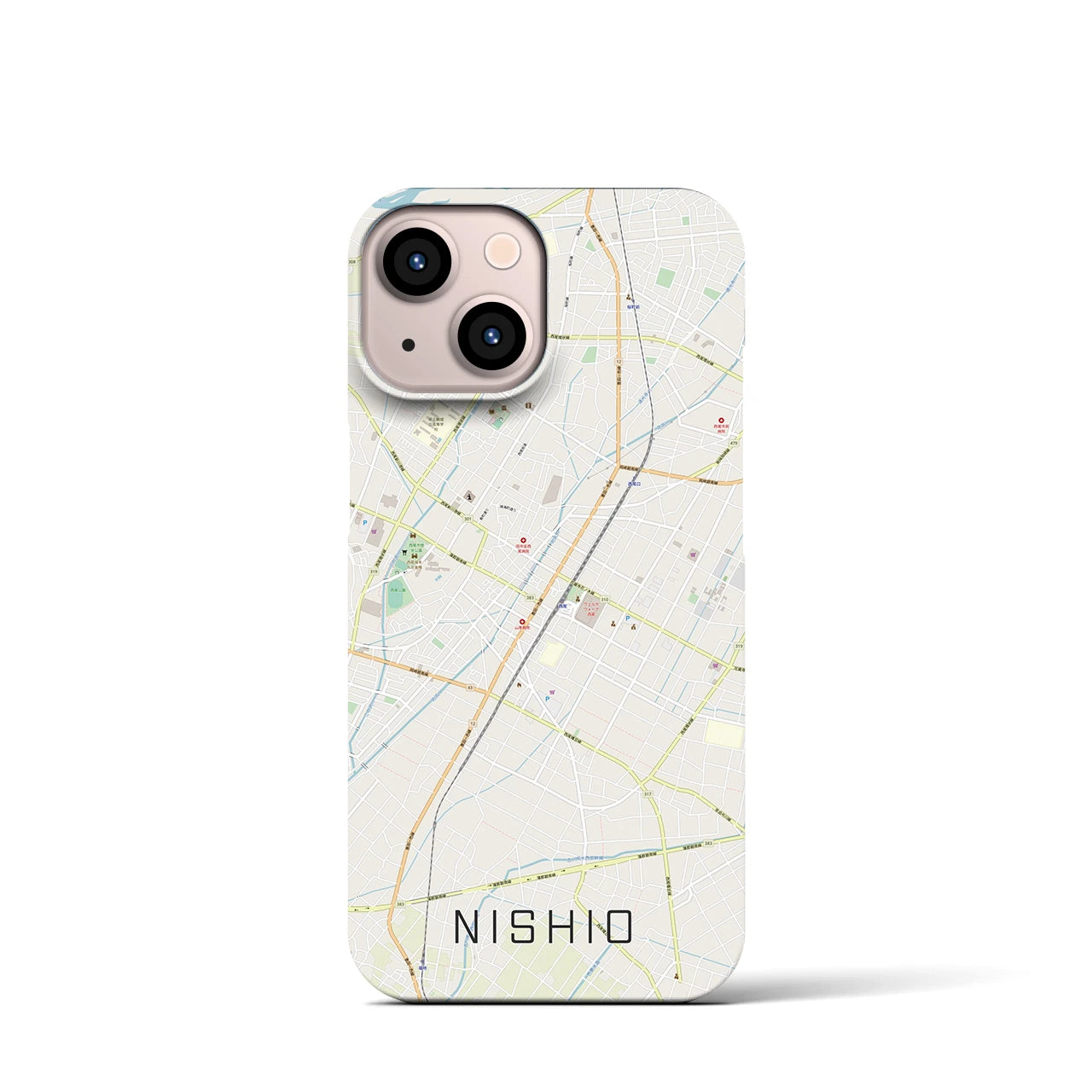 【西尾(愛知県)】地図柄iPhoneケース(バックカバータイプ)