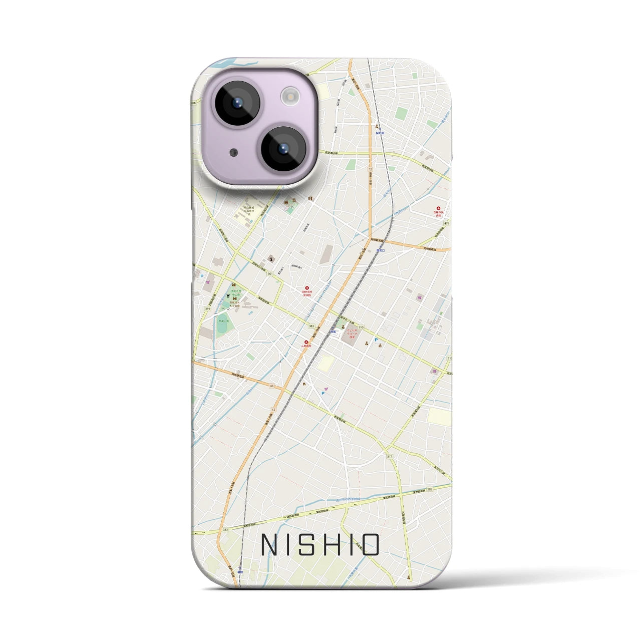 【西尾(愛知県)】地図柄iPhoneケース(バックカバータイプ)