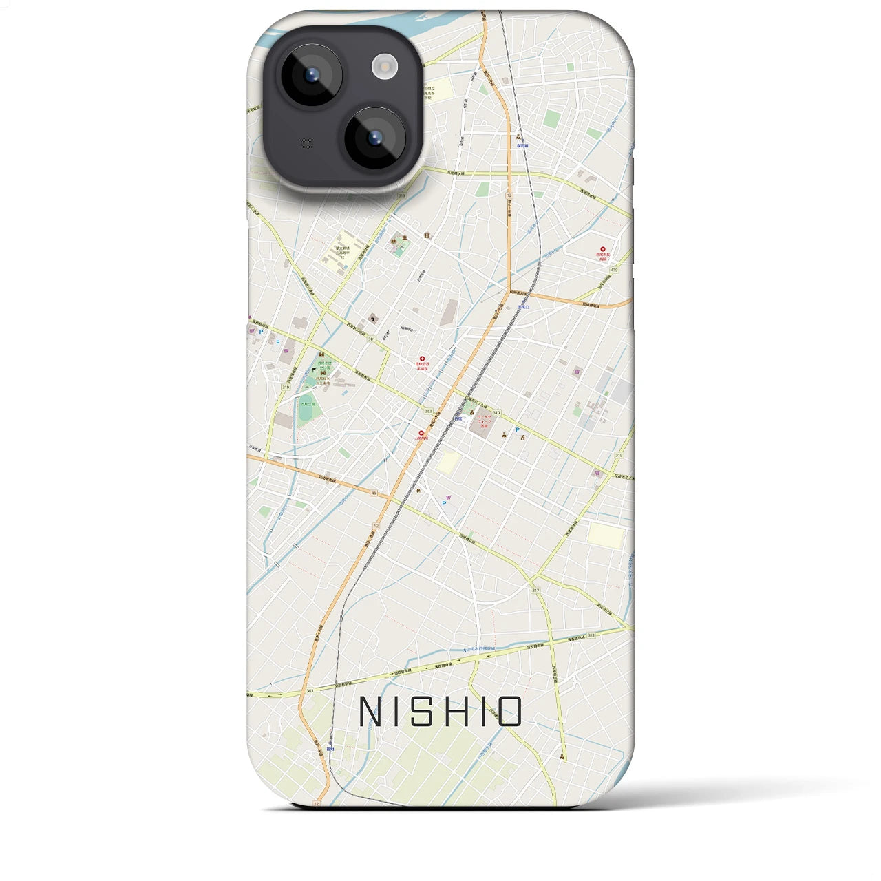 【西尾(愛知県)】地図柄iPhoneケース(バックカバータイプ)