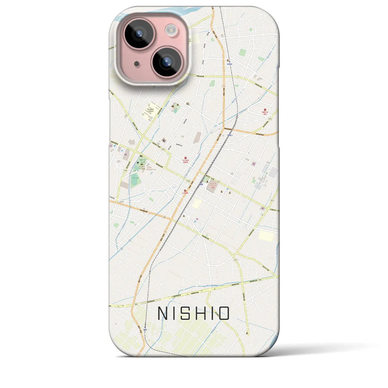【西尾(愛知県)】地図柄iPhoneケース(バックカバータイプ)