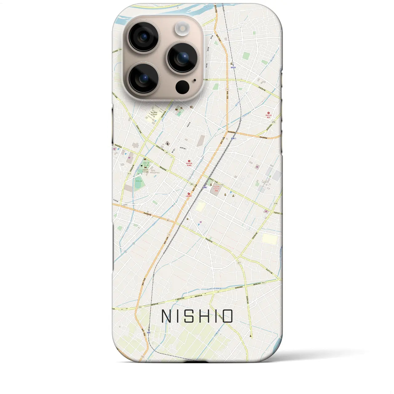 【西尾(愛知県)】地図柄iPhoneケース(バックカバータイプ)