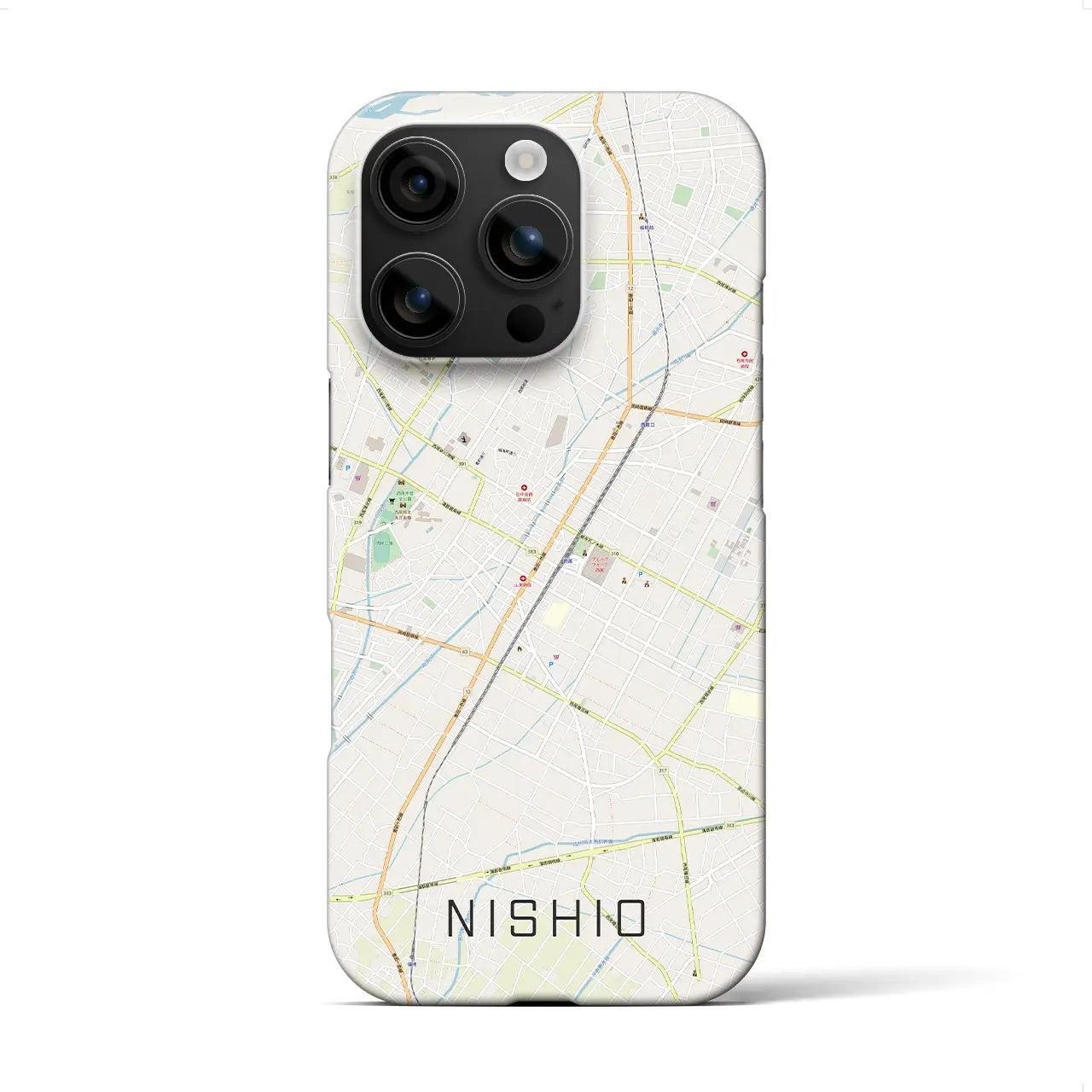 【西尾(愛知県)】地図柄iPhoneケース(バックカバータイプ)