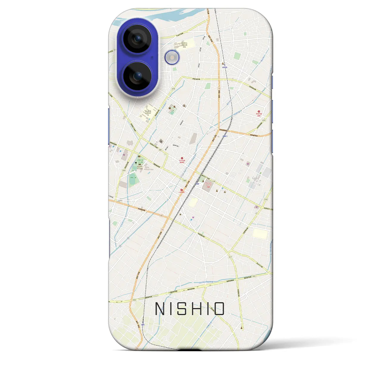 【西尾(愛知県)】地図柄iPhoneケース(バックカバータイプ)ナチュラル・iPhone 16 Pro Max 用