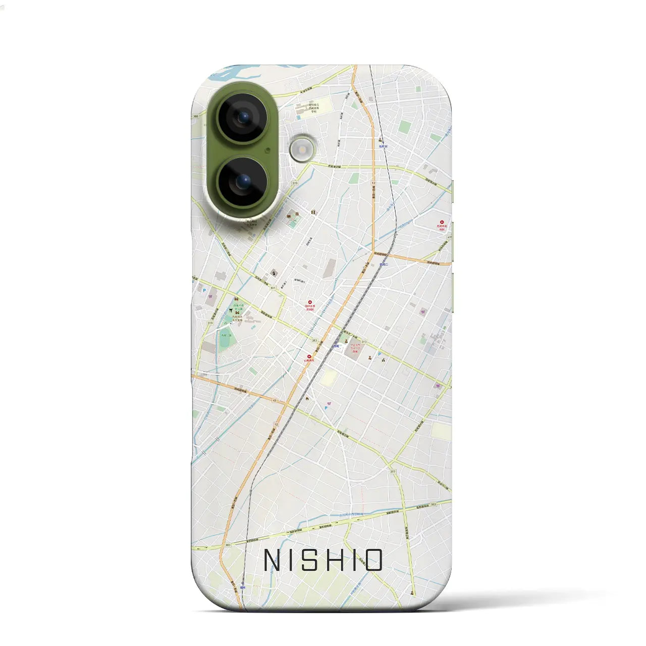 【西尾(愛知県)】地図柄iPhoneケース(バックカバータイプ)