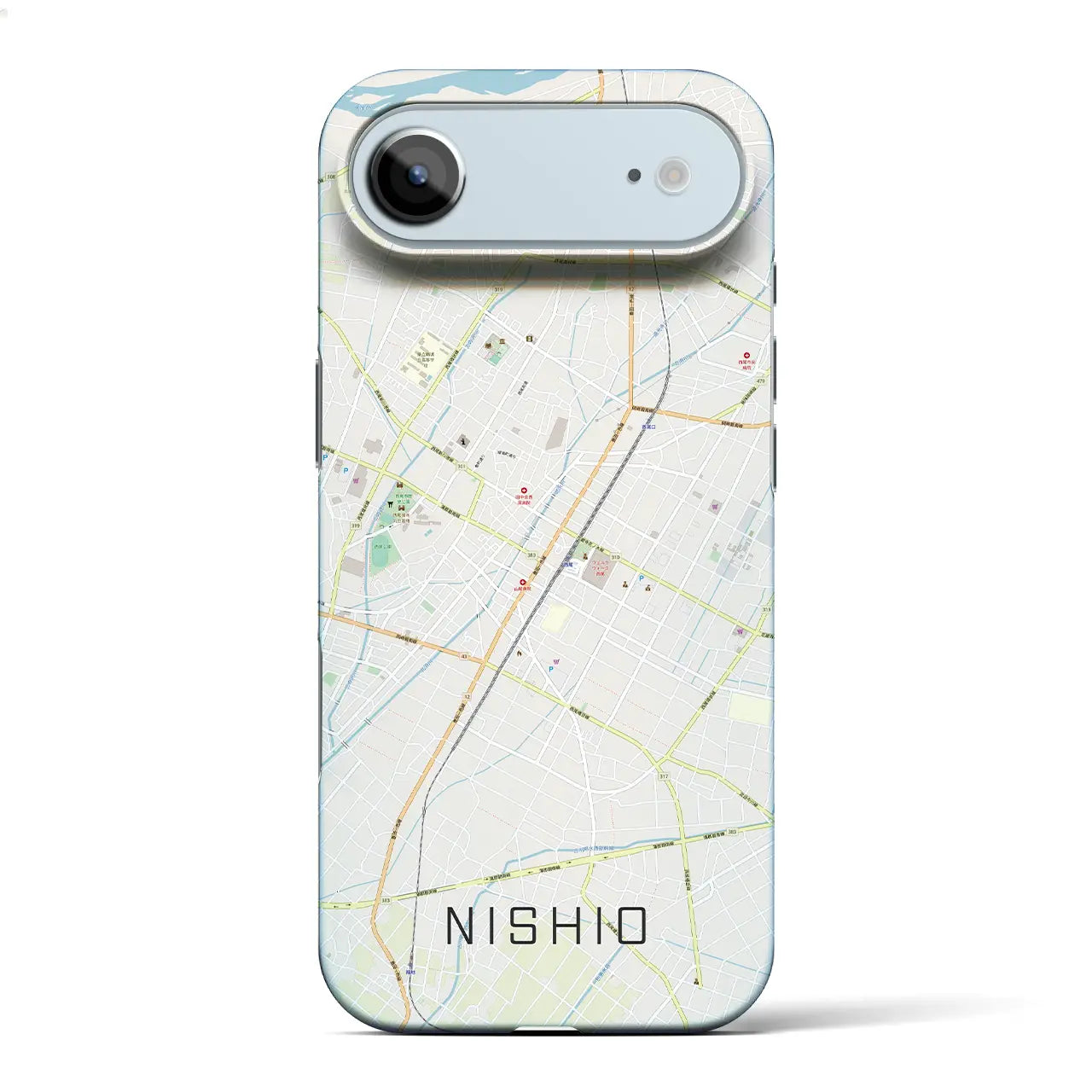 【西尾(愛知県)】地図柄iPhoneケース(バックカバータイプ)ナチュラル・iPhone 17 Pro Max 用