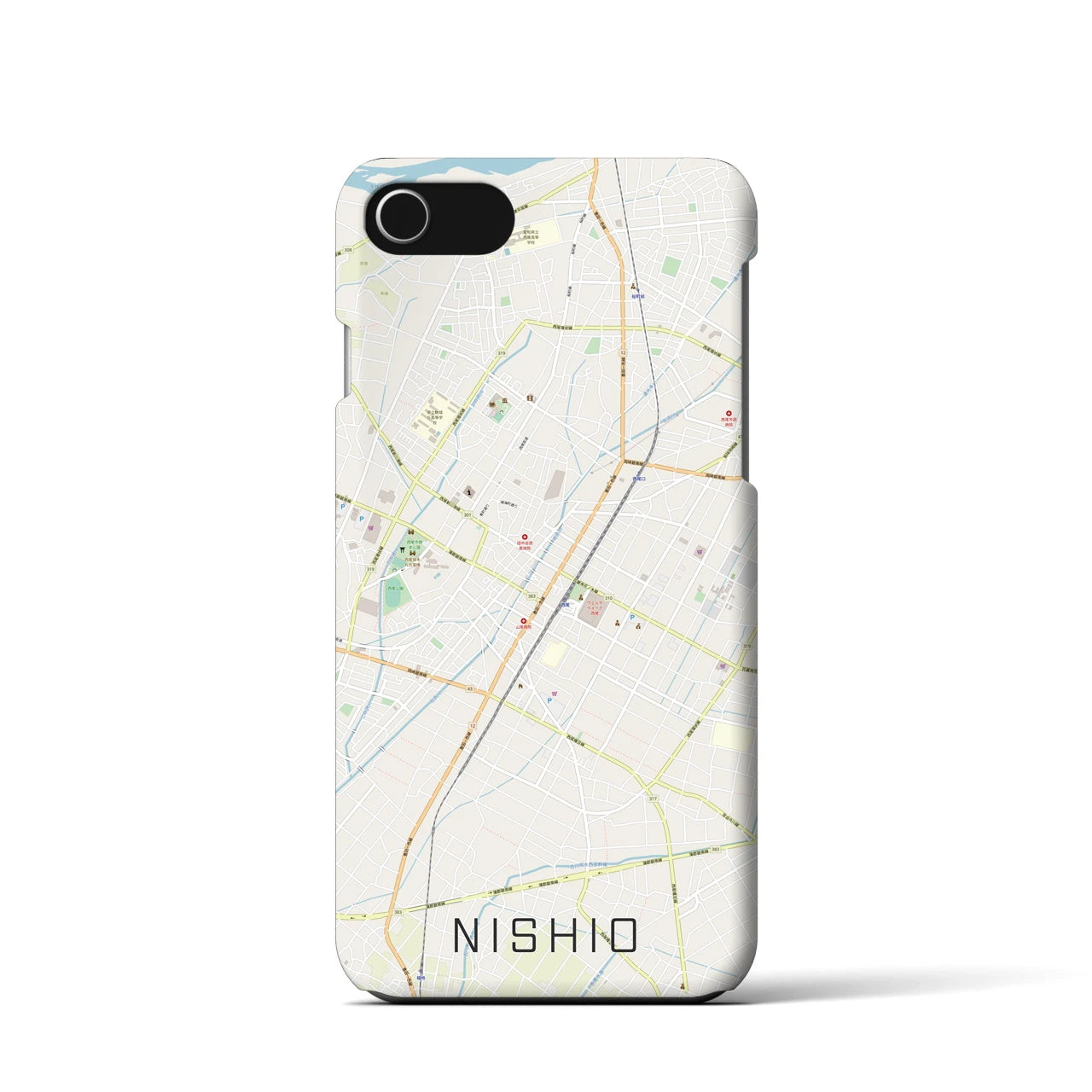 【西尾(愛知県)】地図柄iPhoneケース(バックカバータイプ)