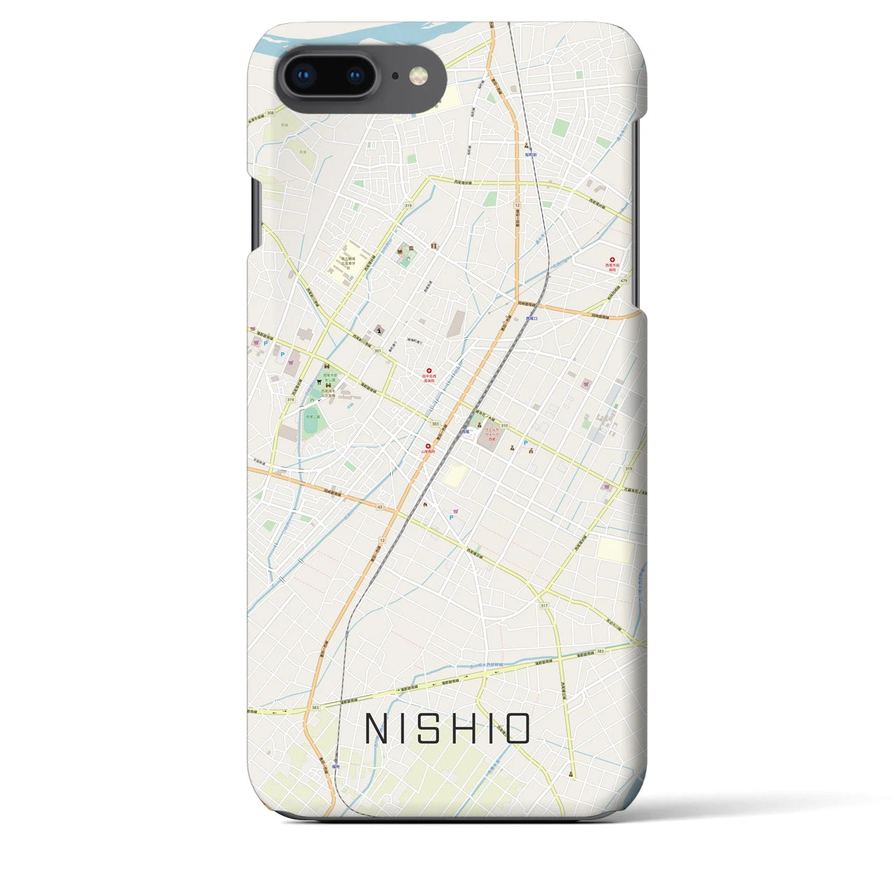 【西尾(愛知県)】地図柄iPhoneケース(バックカバータイプ)