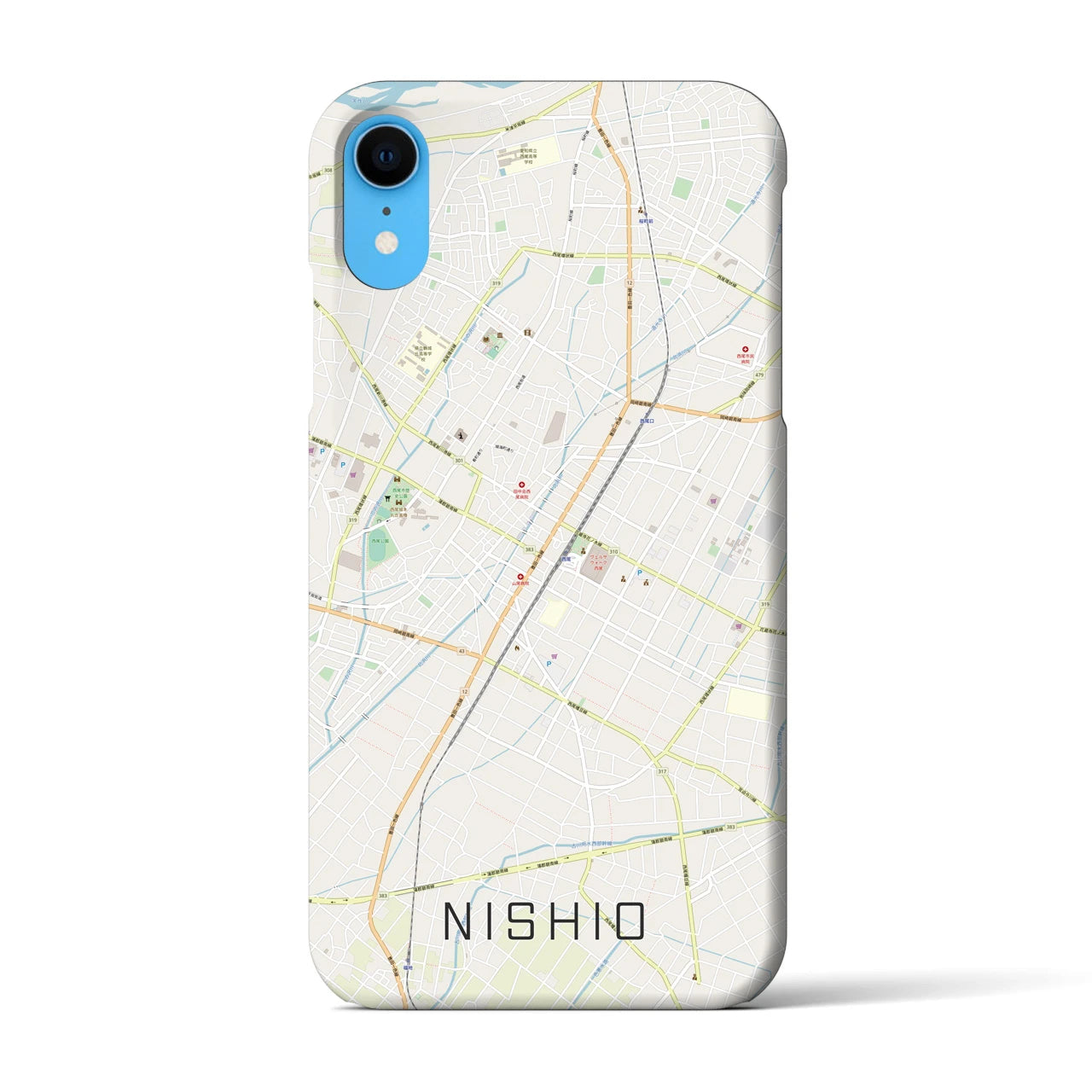 【西尾(愛知県)】地図柄iPhoneケース(バックカバータイプ)
