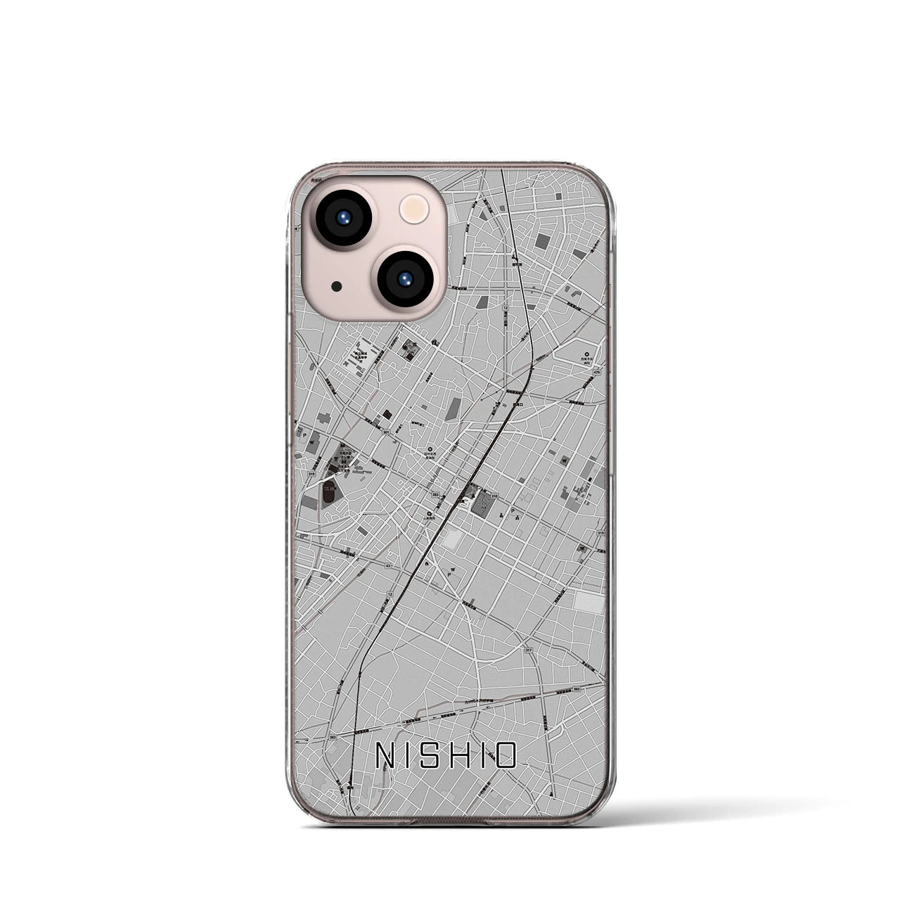 【西尾(愛知県)】地図柄iPhoneケース(クリアタイプ)