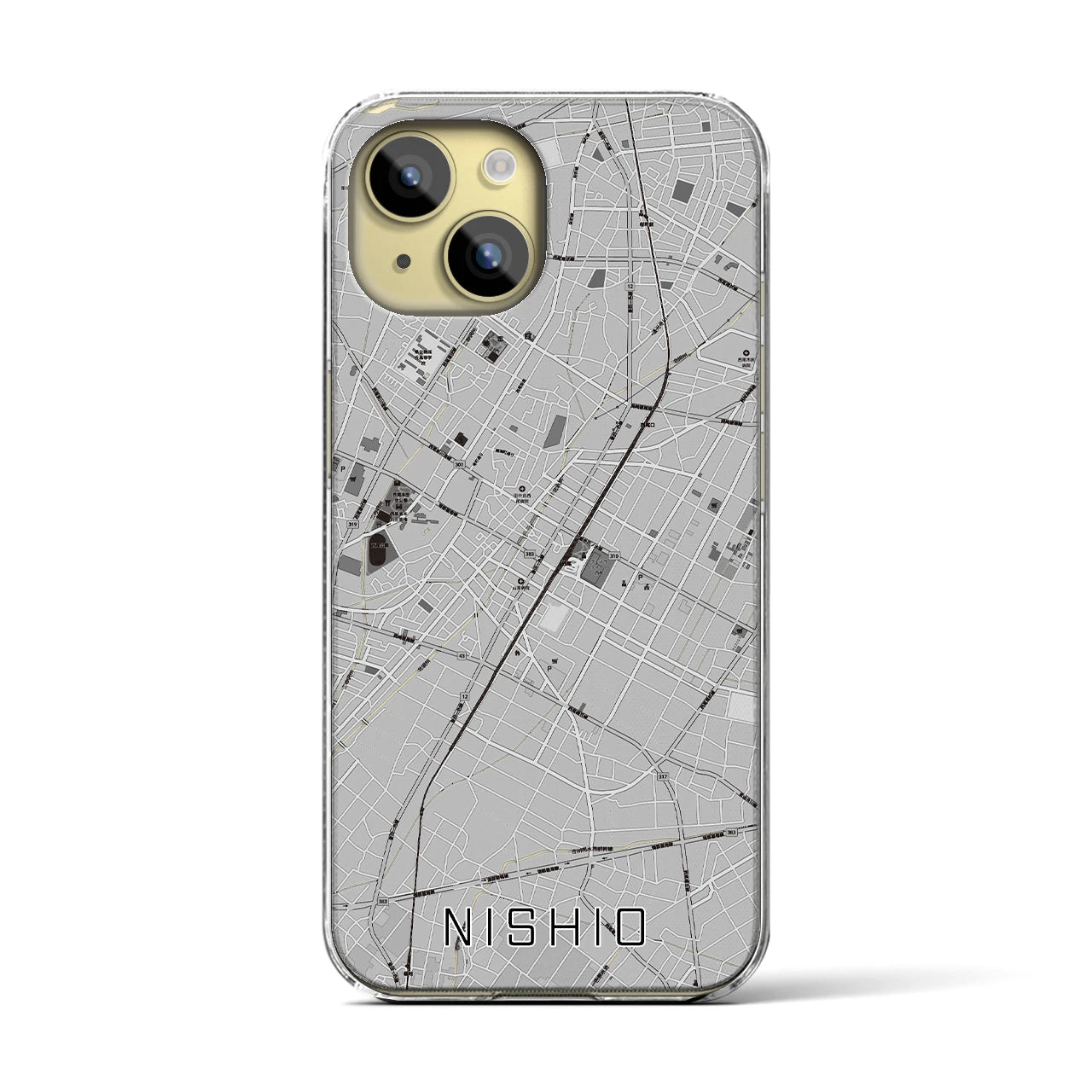 【西尾(愛知県)】地図柄iPhoneケース(クリアタイプ)