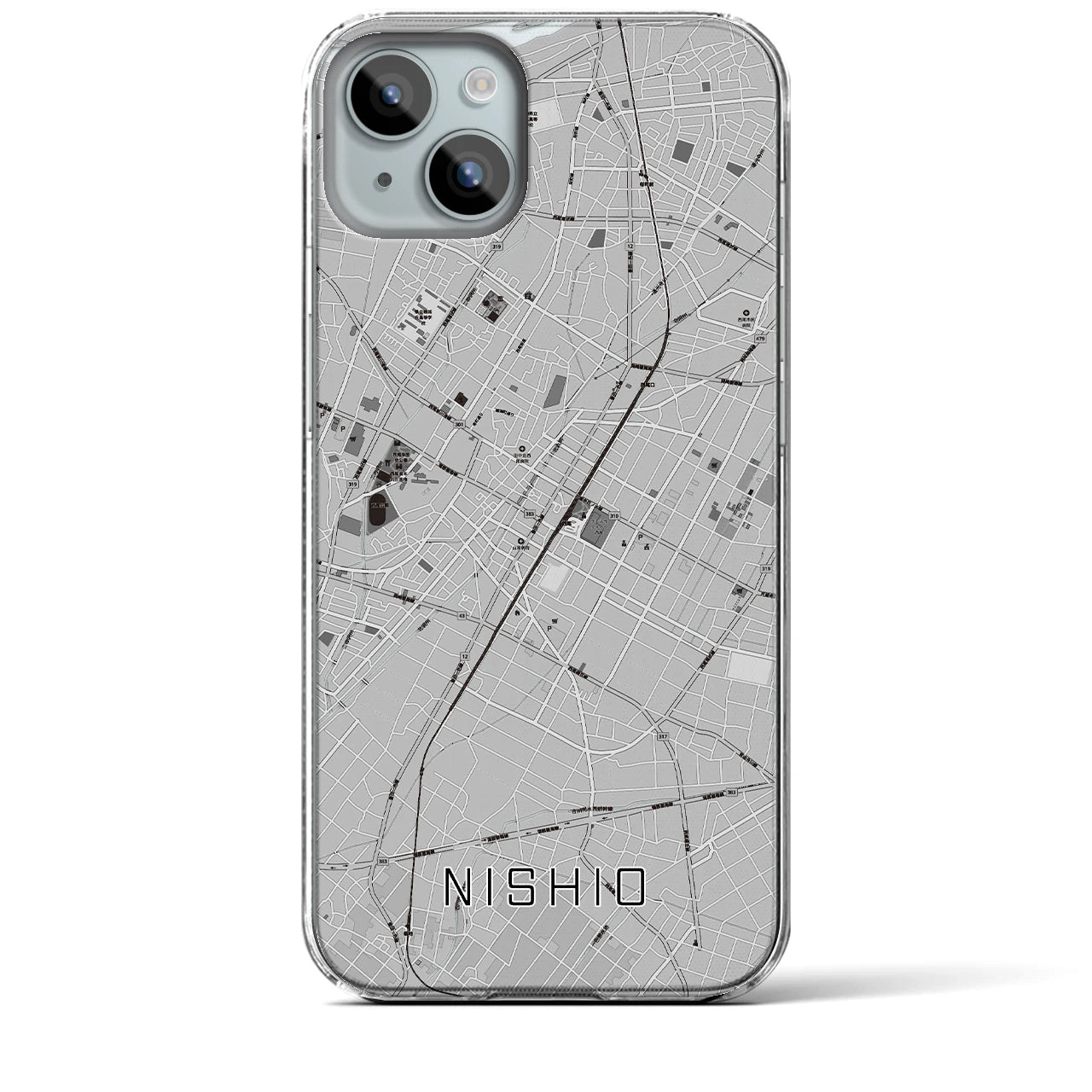 【西尾(愛知県)】地図柄iPhoneケース(クリアタイプ)