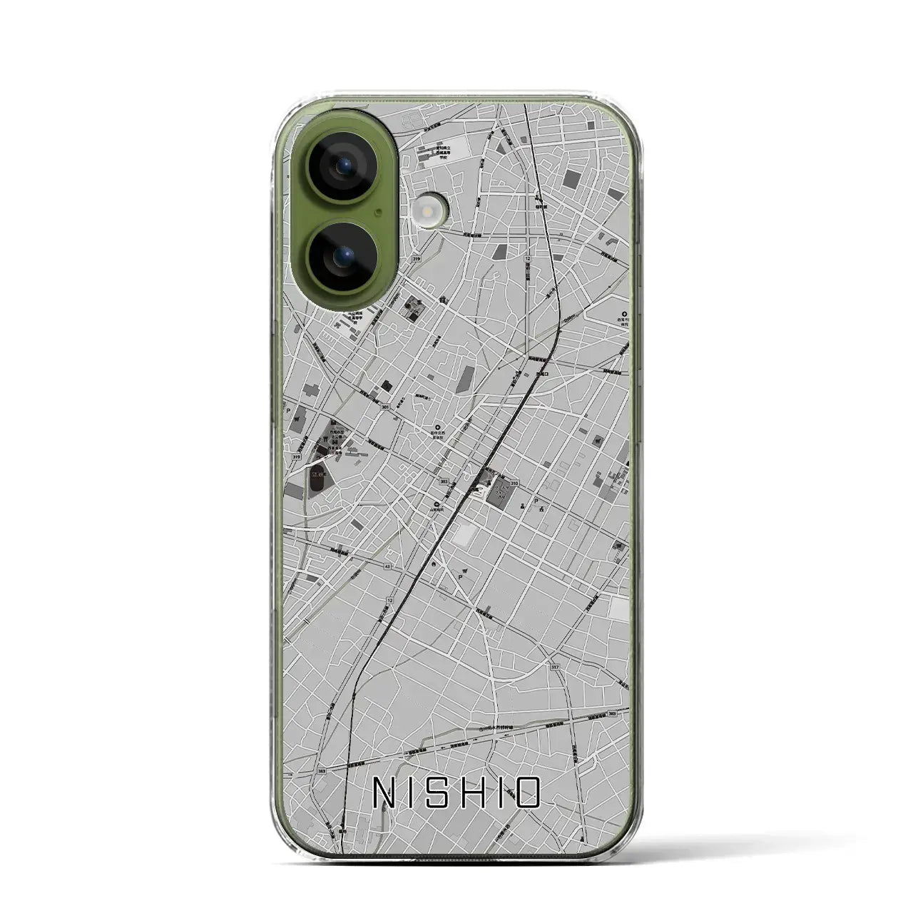 【西尾(愛知県)】地図柄iPhoneケース(クリアタイプ)