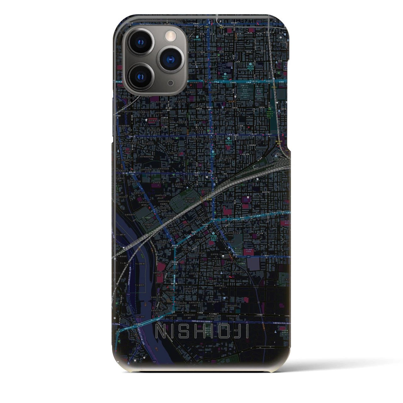 【西大路(京都府)】地図柄iPhoneケース(バックカバータイプ)